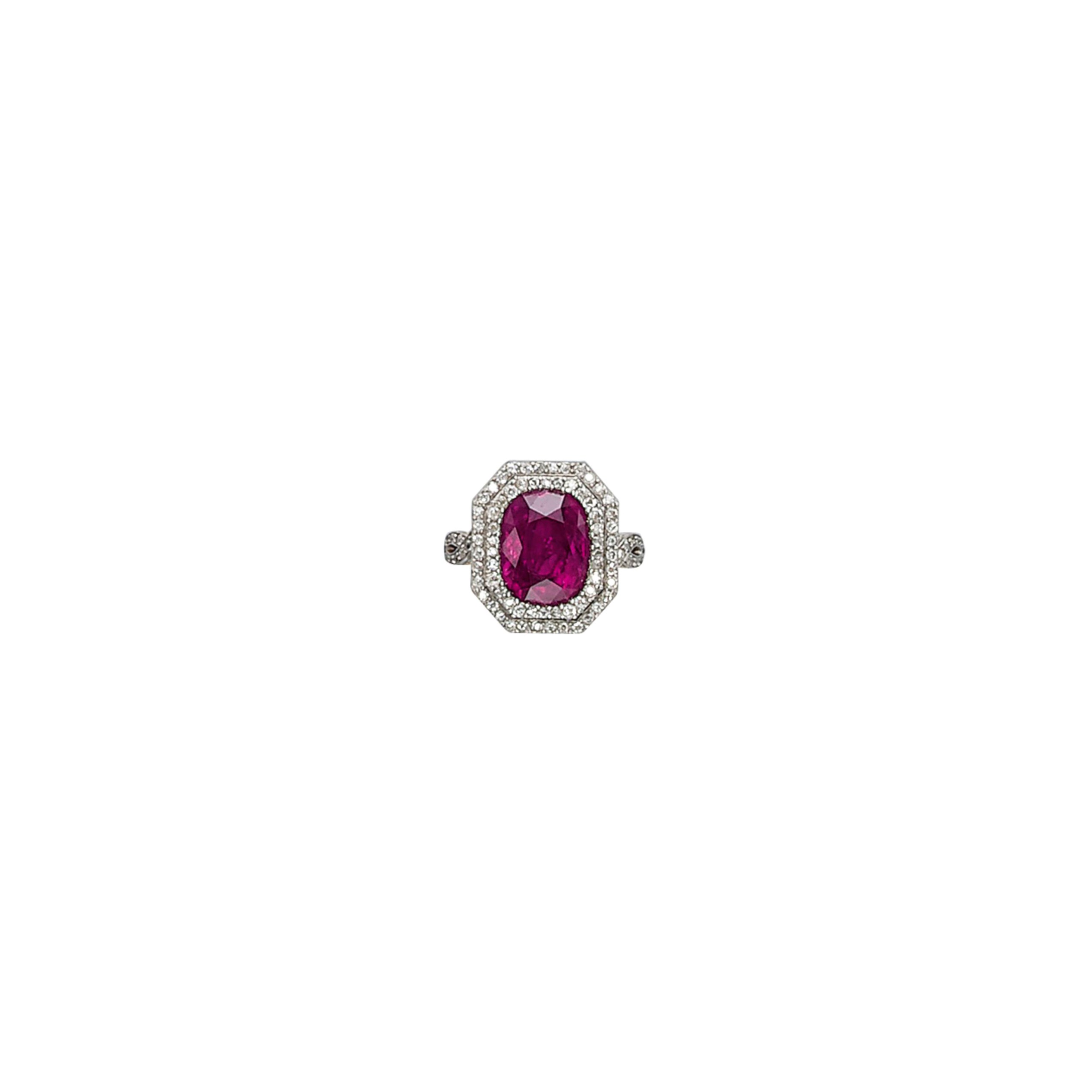A BELLE EPOQUE RUBY AND DIAMOND RING