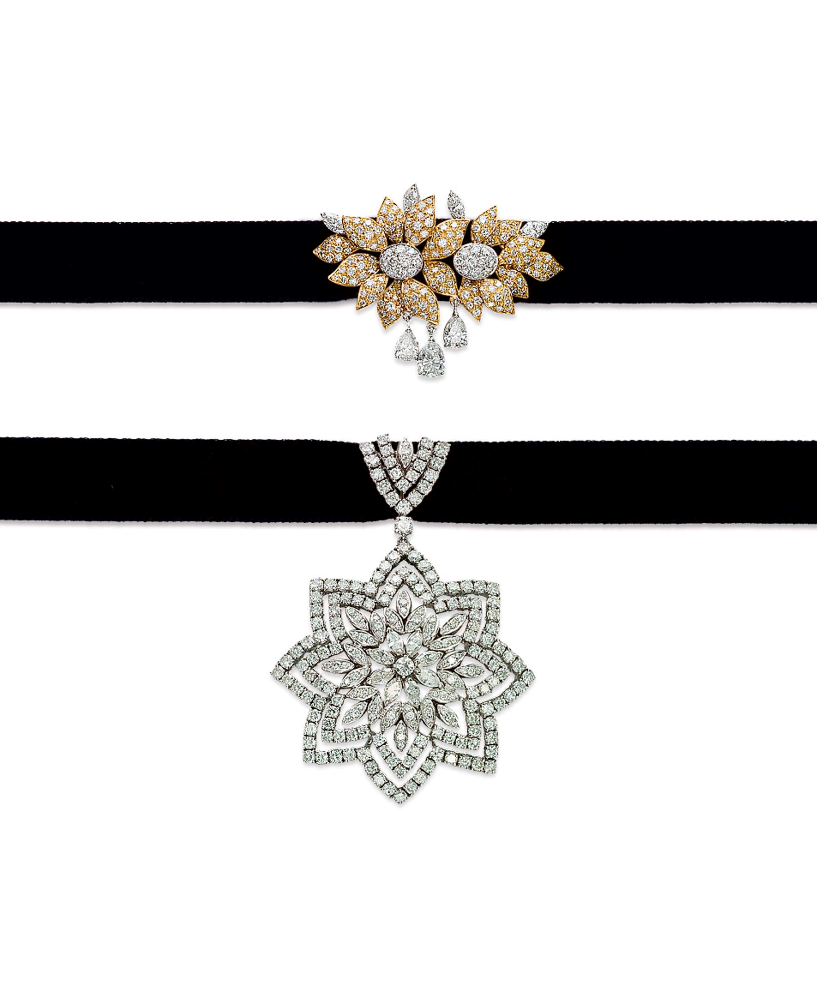 TWO DIAMOND CHOKERS
