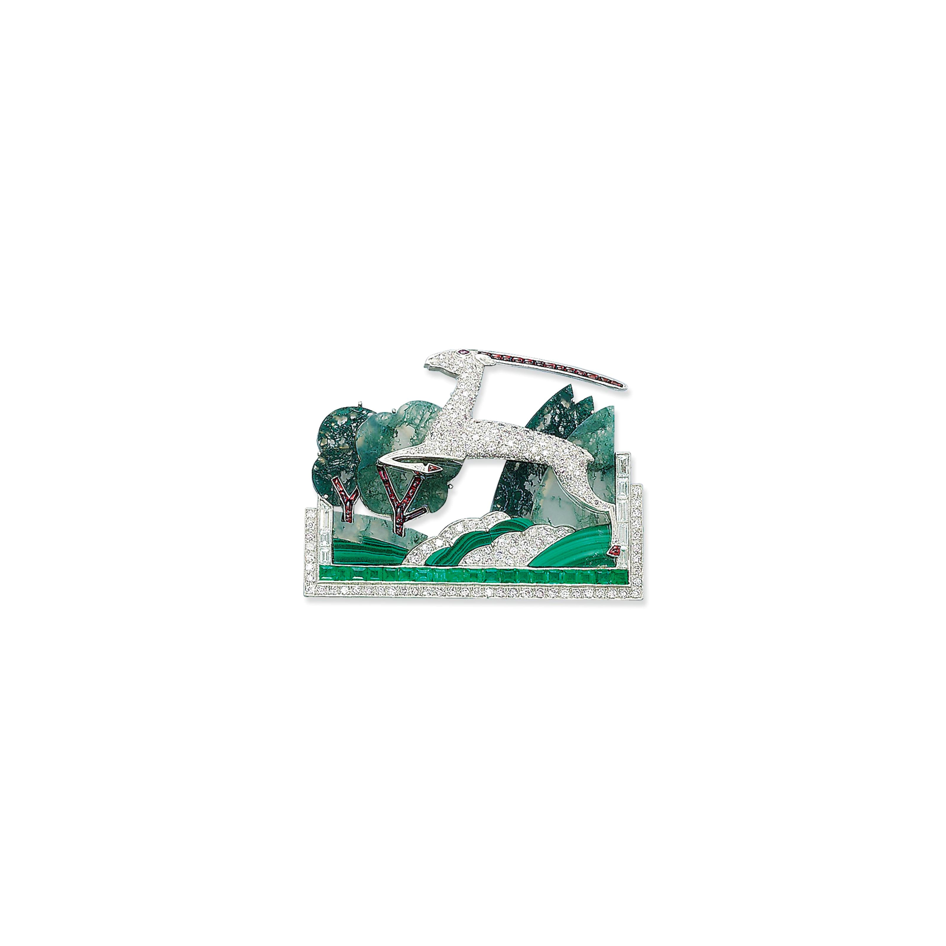 A MULTI-GEM BROOCH