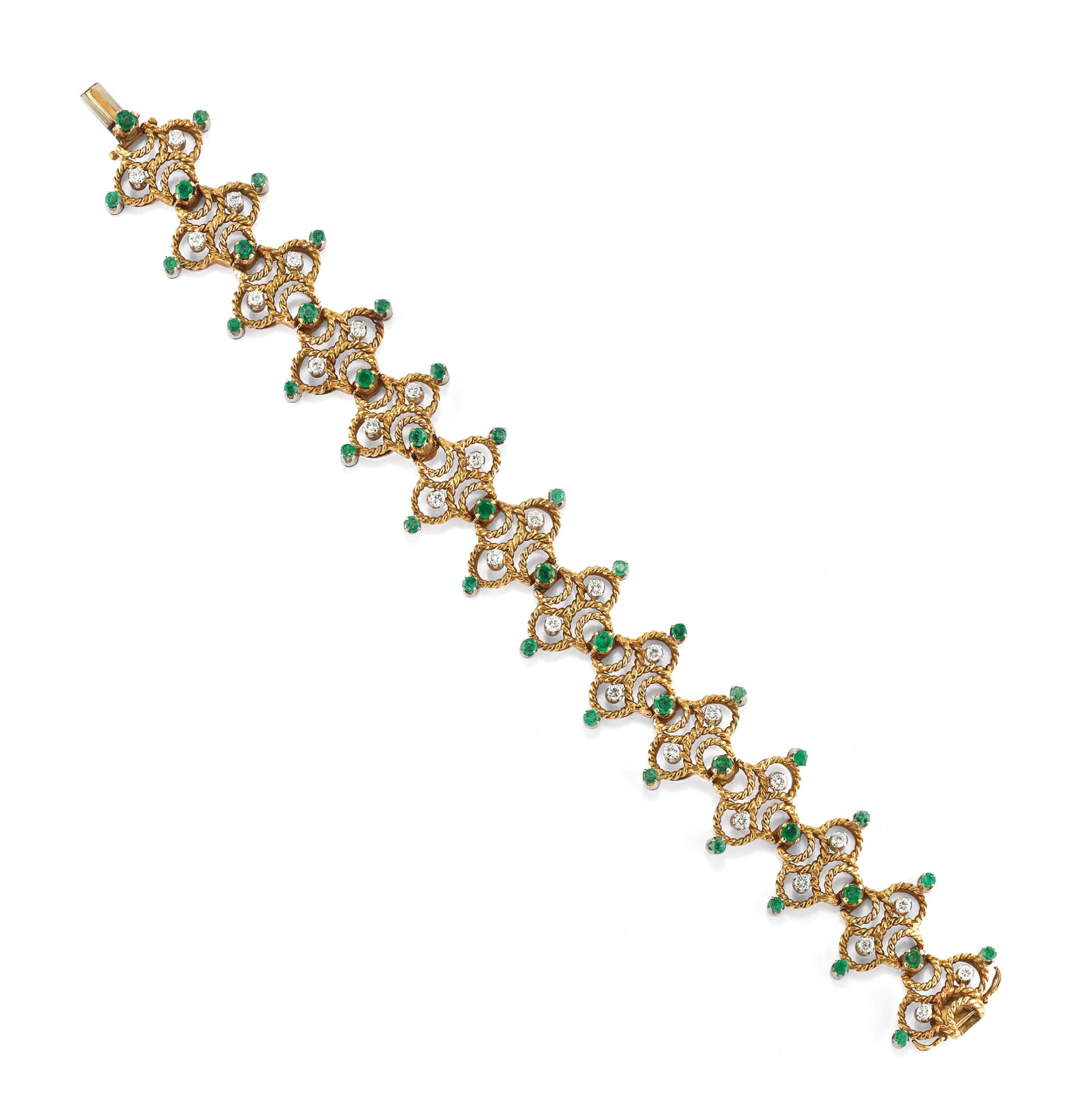 BRACCIALE CON DIAMANTI E SMERALDI
