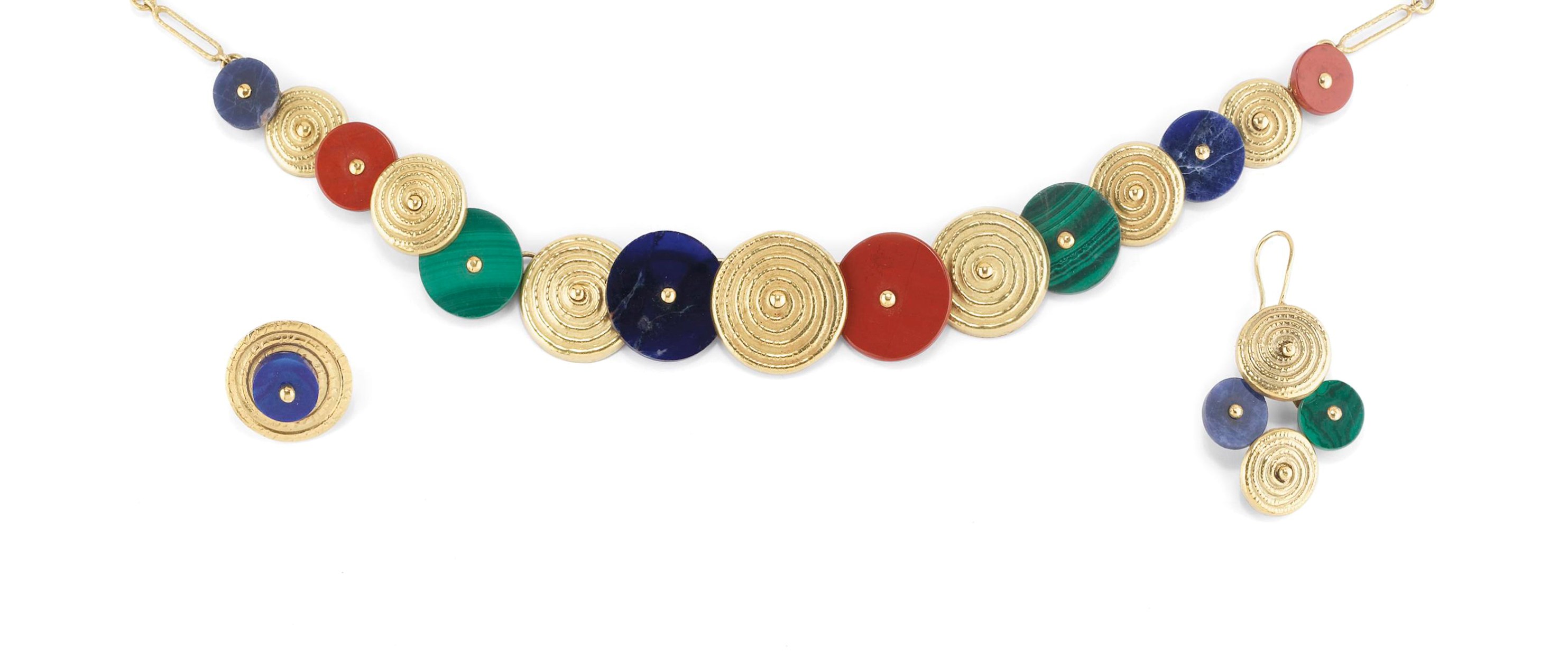 DEMI PARURE IN ORO E PIETRE DURE, DI MISSONI