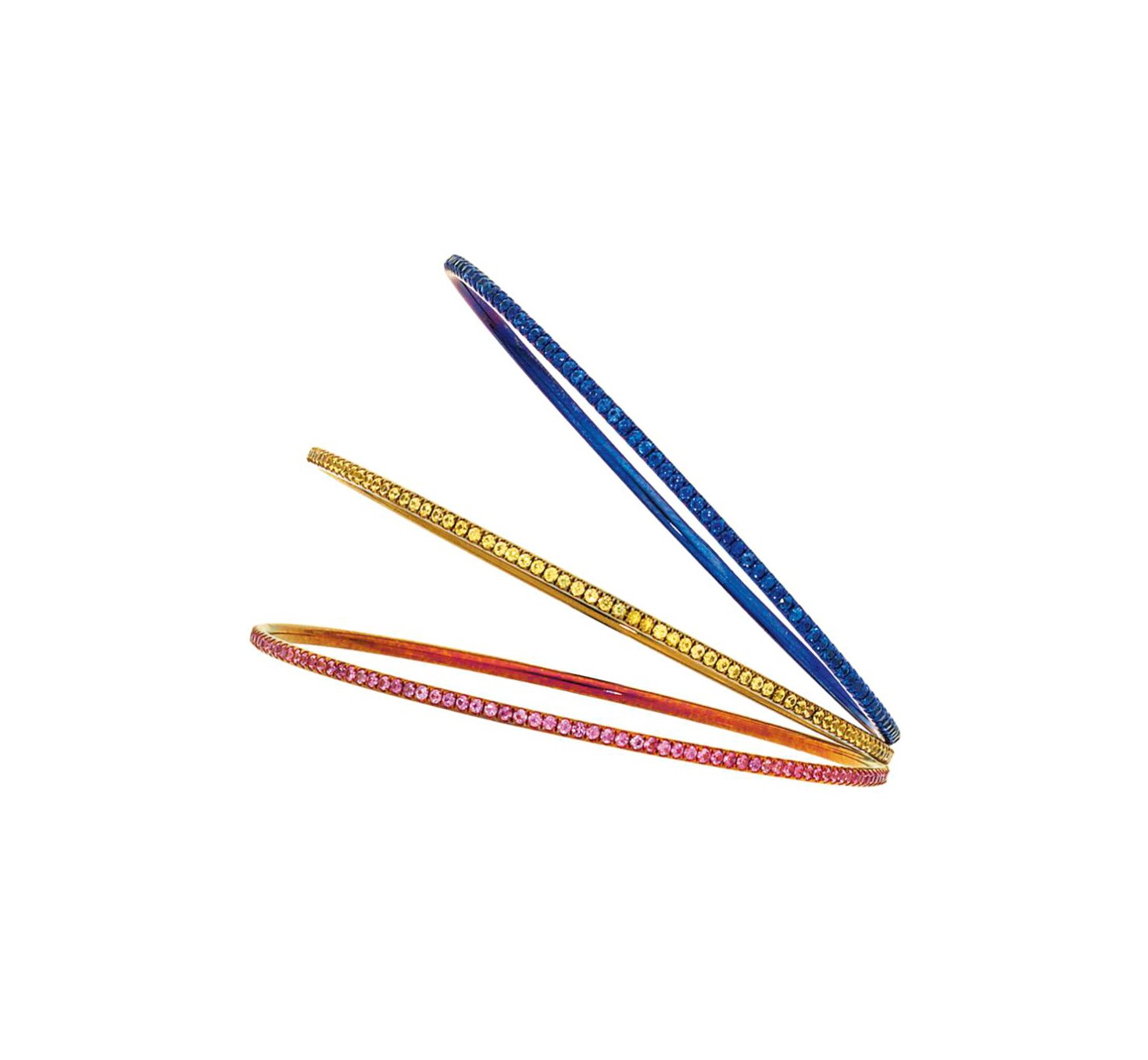 Three sapphire-set bangles