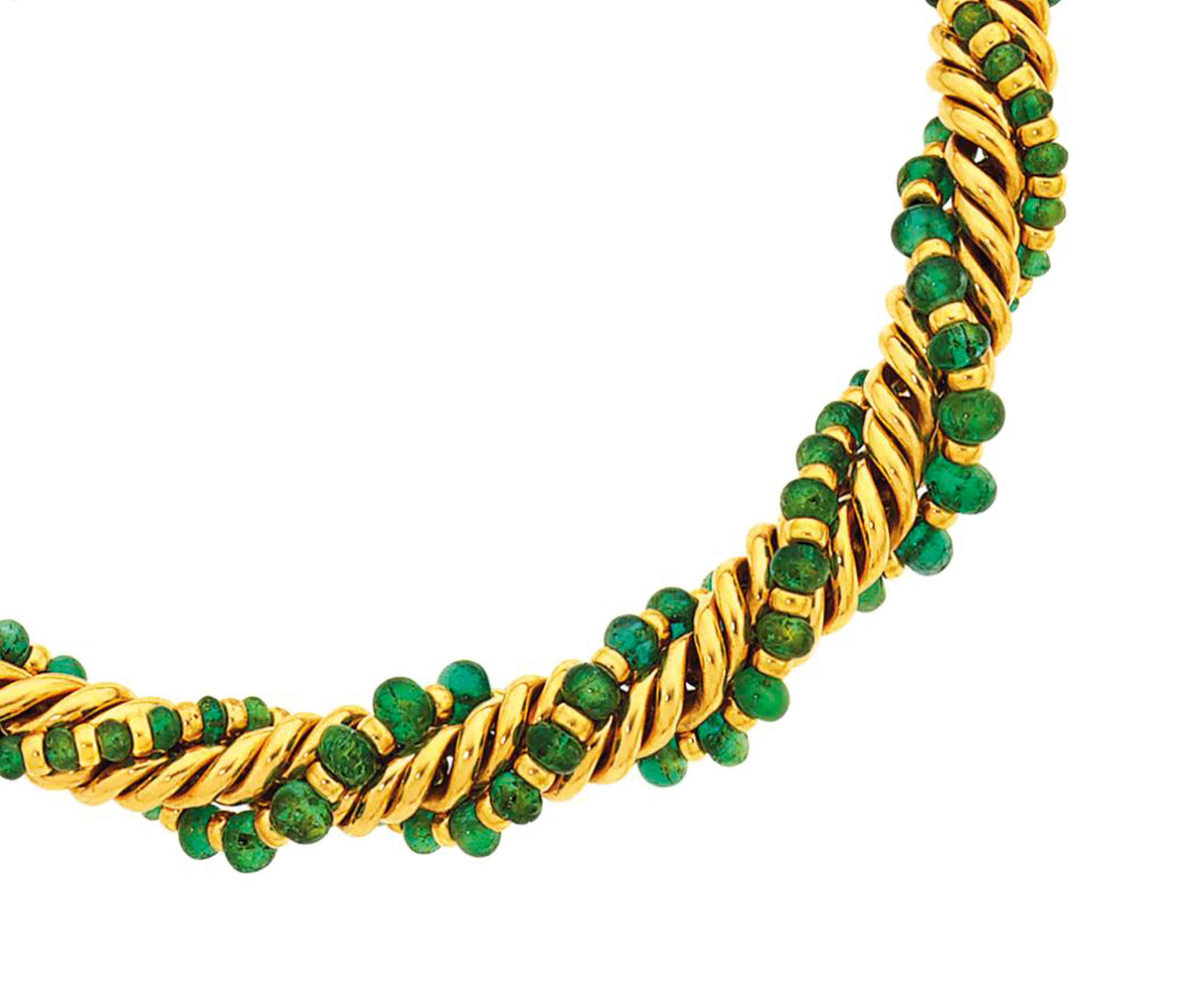 An emerald-set necklace