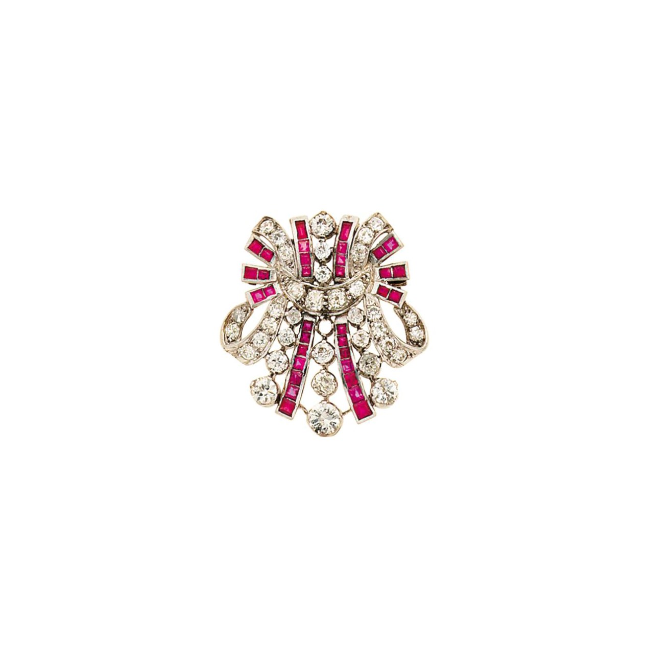 A ruby and diamond brooch