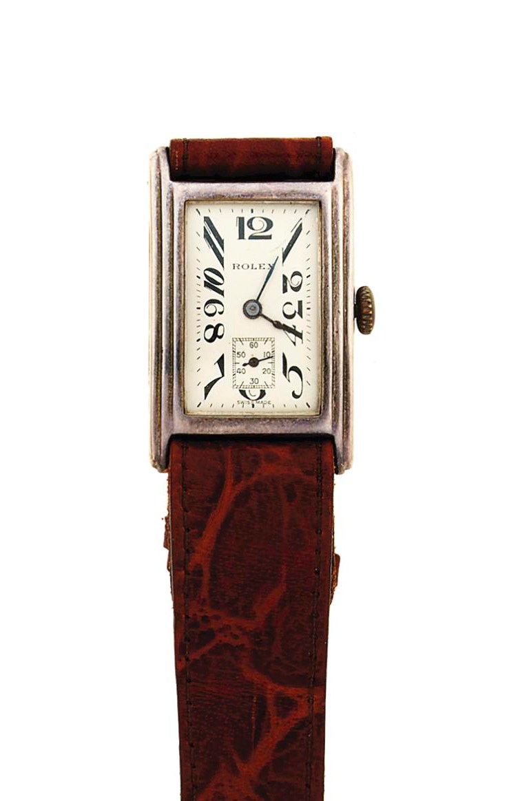 A silver wristwatch, by Rolex