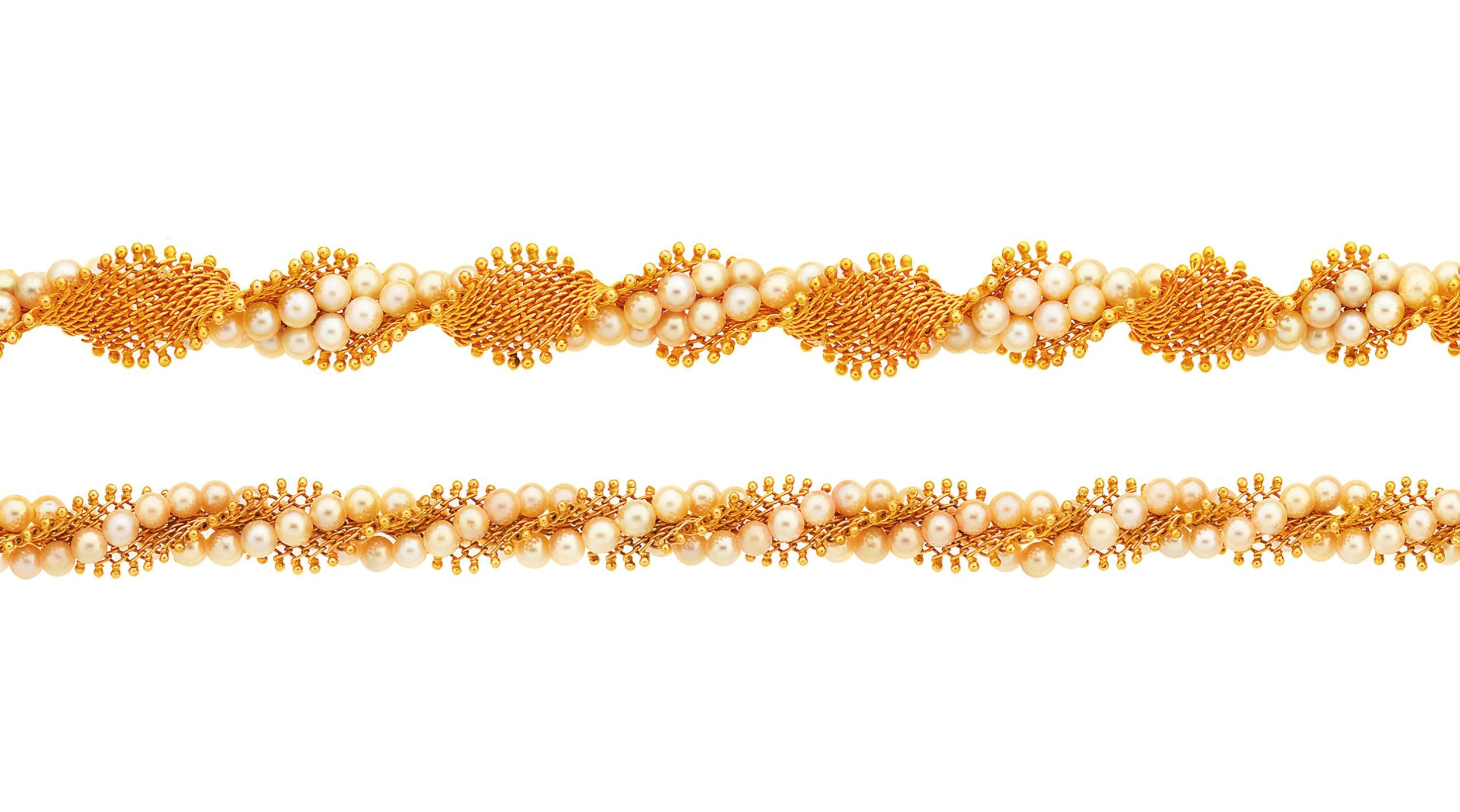 Two cultured pearl-set necklaces