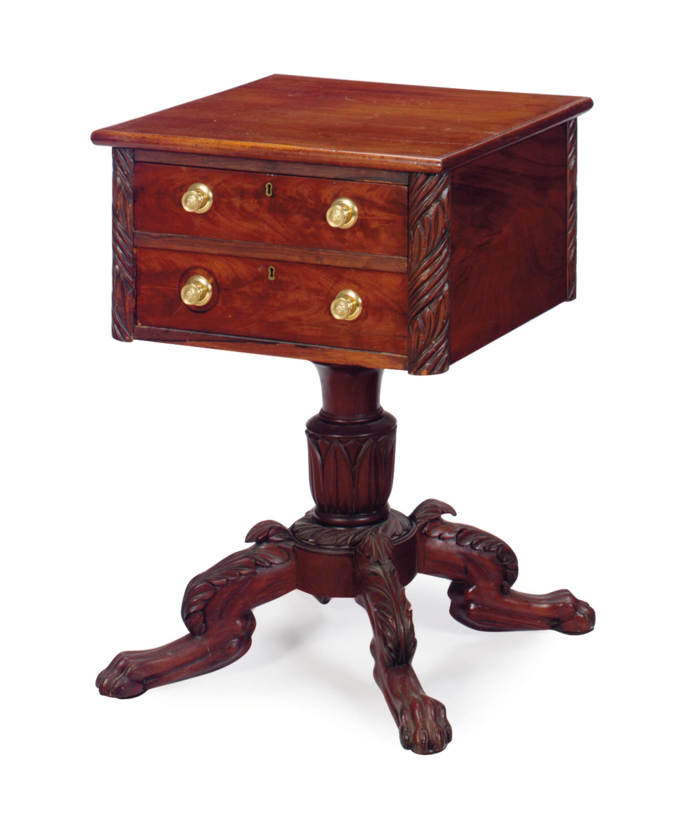 AN AMERICAN CLASSICAL MAHOGANY WORK TABLE,
