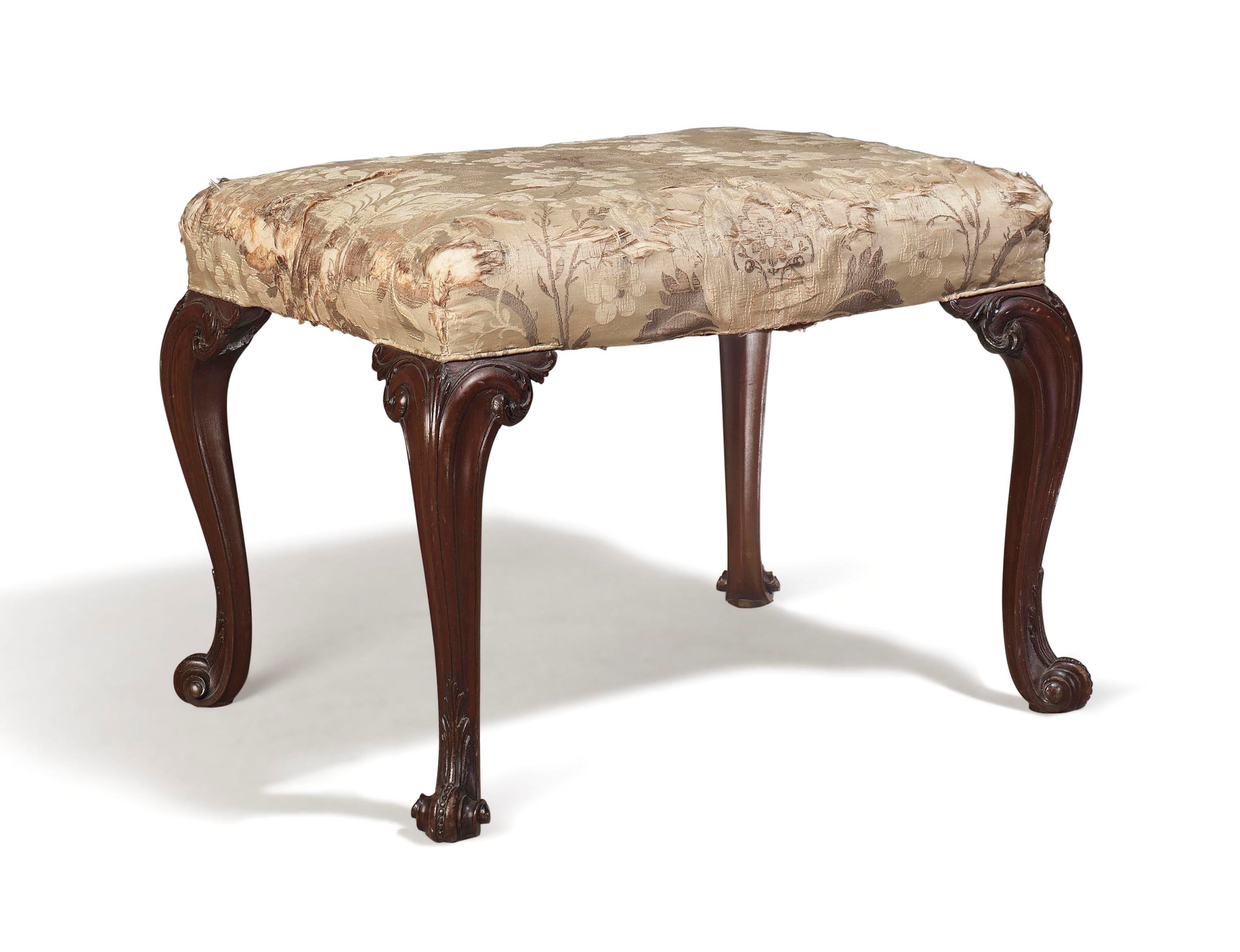 A GEORGE III MAHOGANY STOOL,