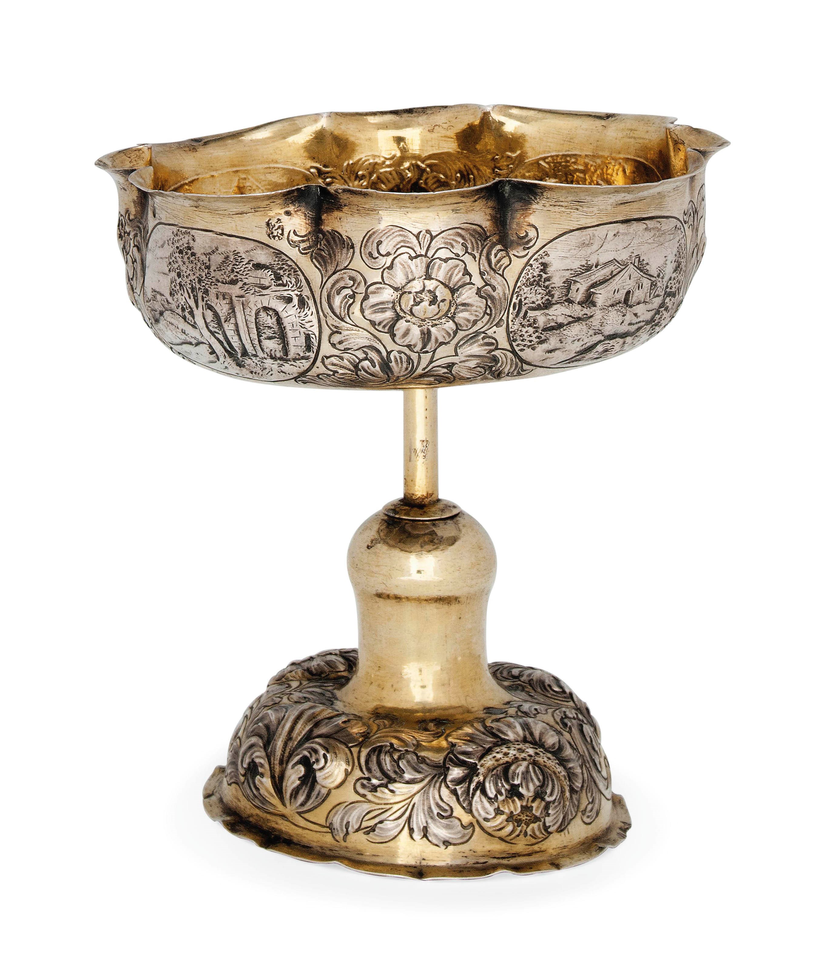 A SWISS PARCEL-GILT SILVER SWEETMEAT TAZZA