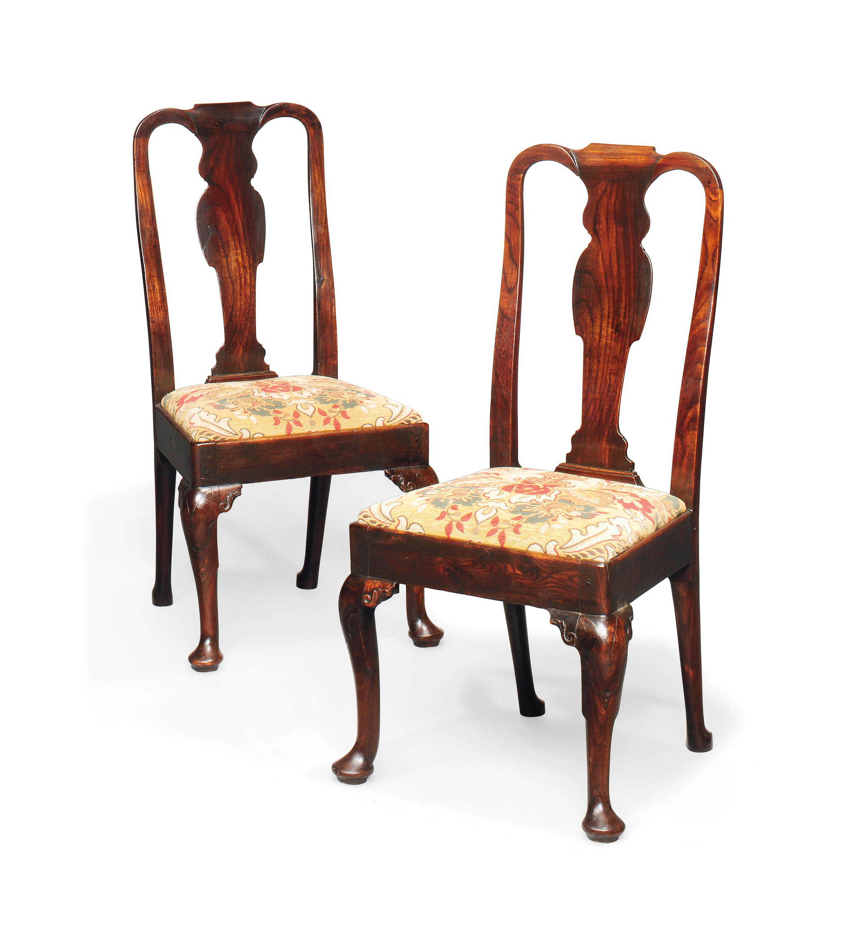 A PAIR OF GEORGE II LABURNUM SIDE CHAIRS