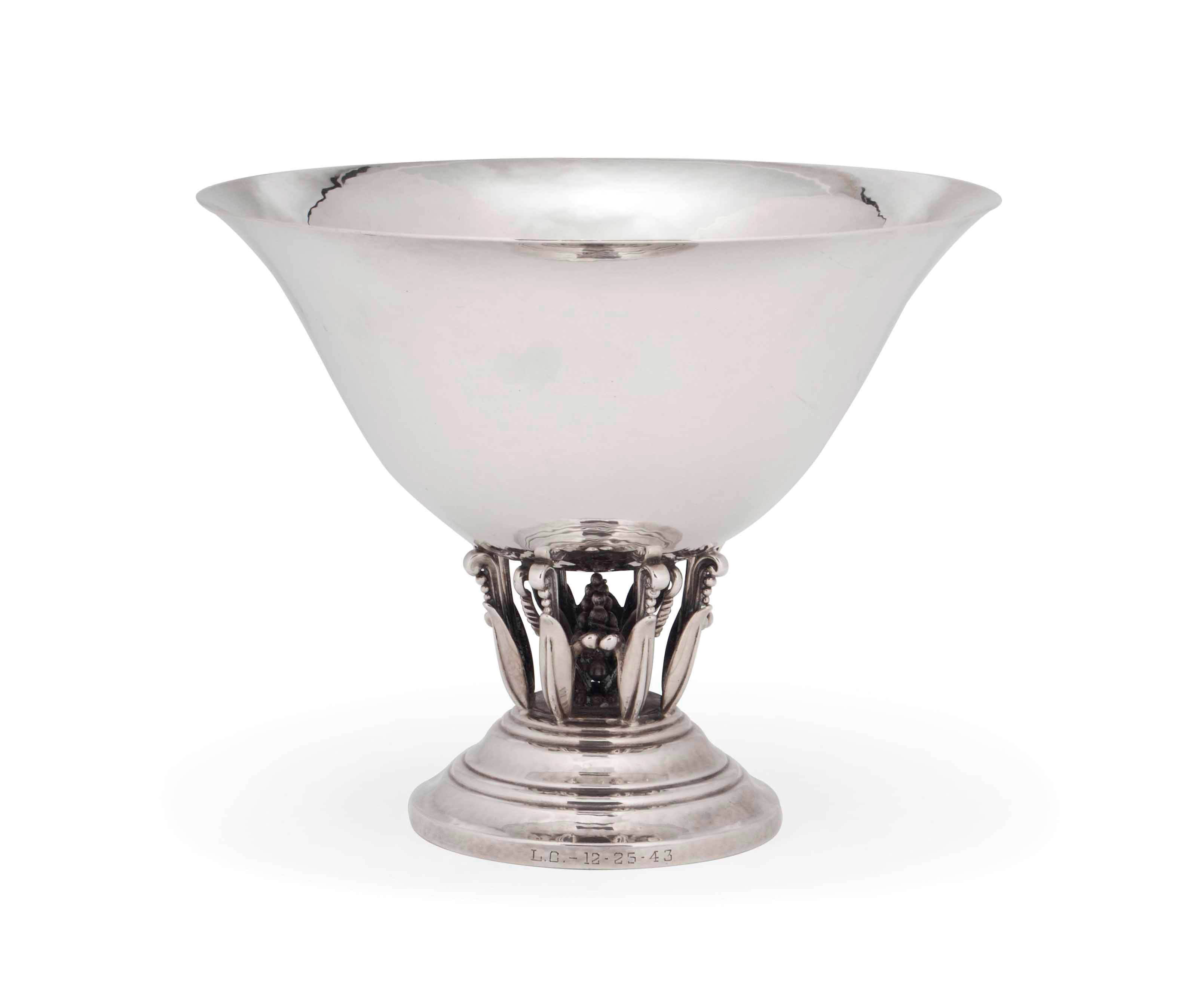 A DANISH SILVER STEMMED BOWL