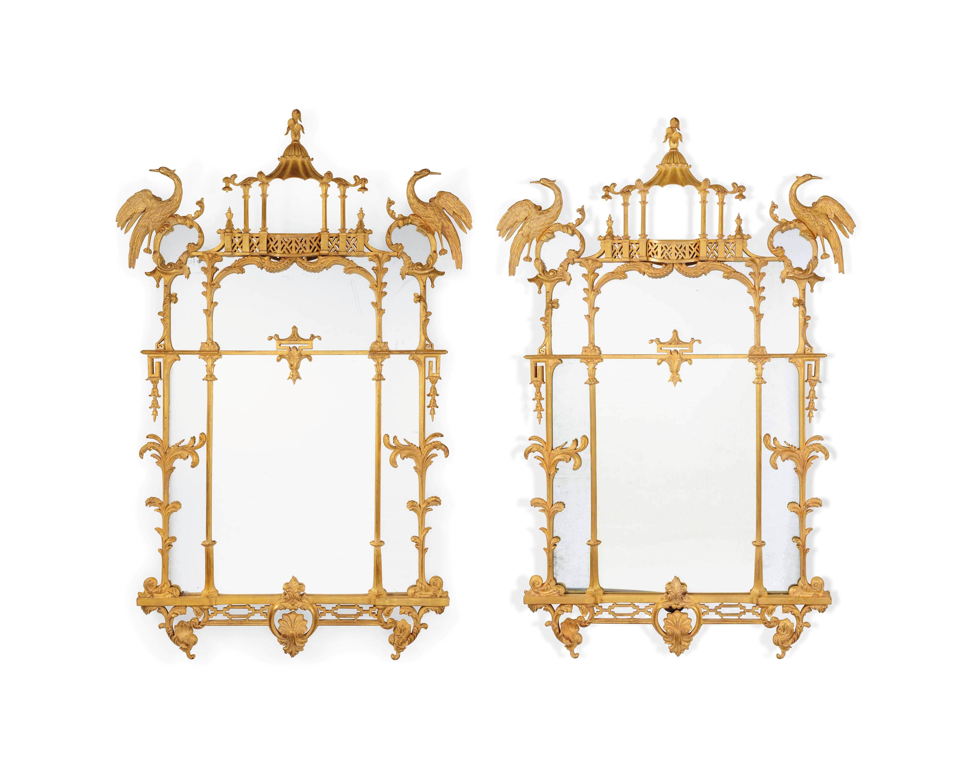 A PAIR OF GILTWOOD MIRRORS