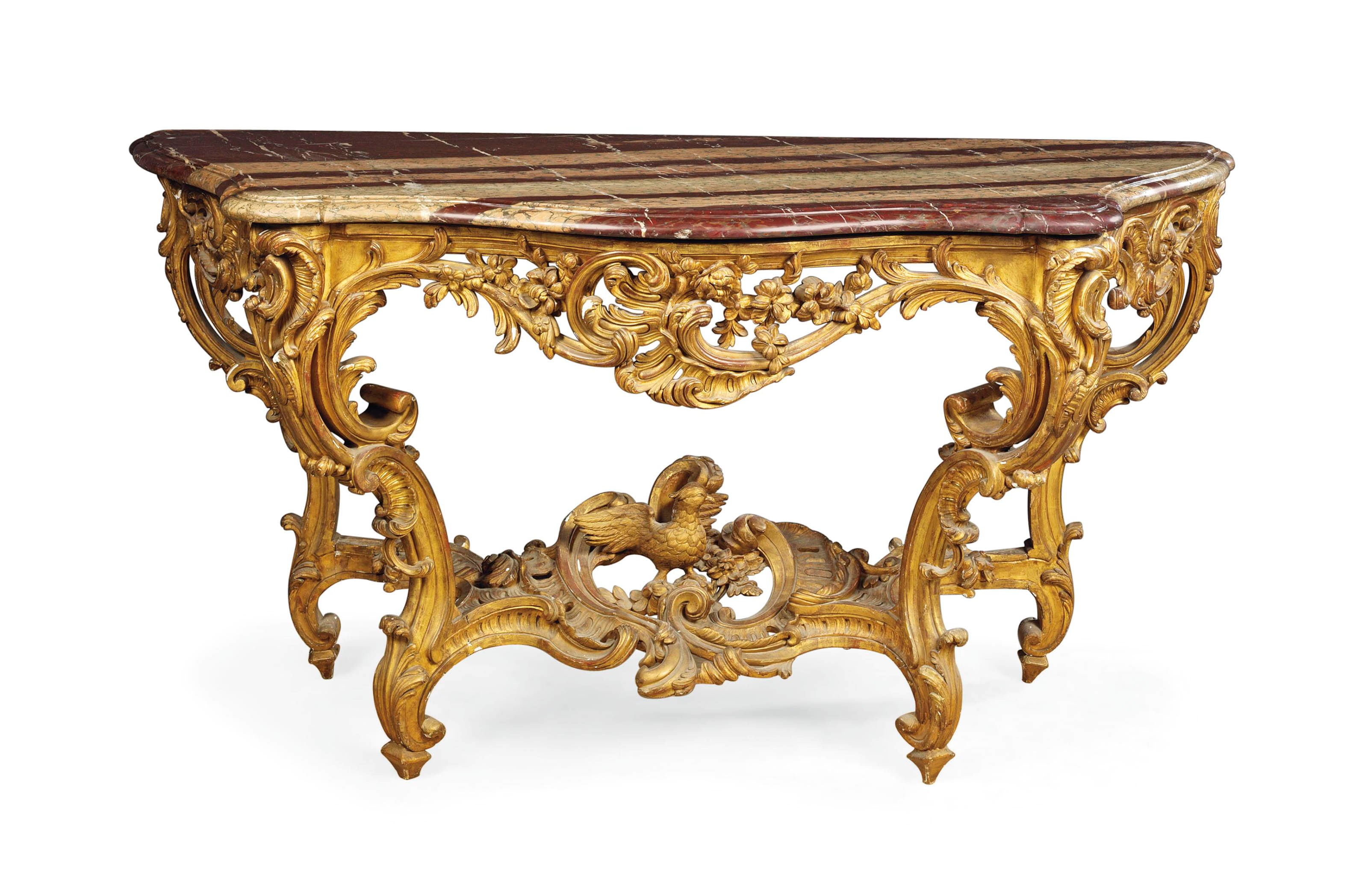 A SOUTH GERMAN GILTWOOD CONSOLE TABLE