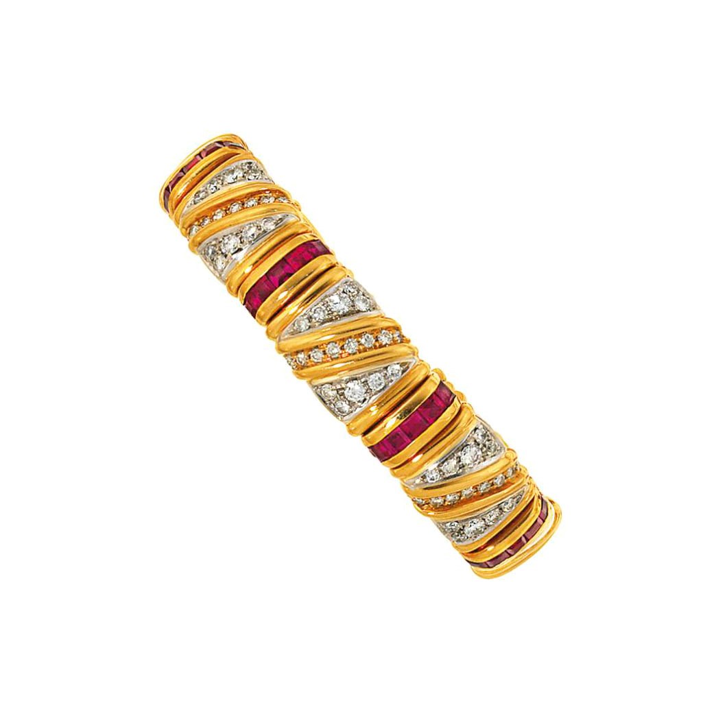 A ruby and diamond bangle