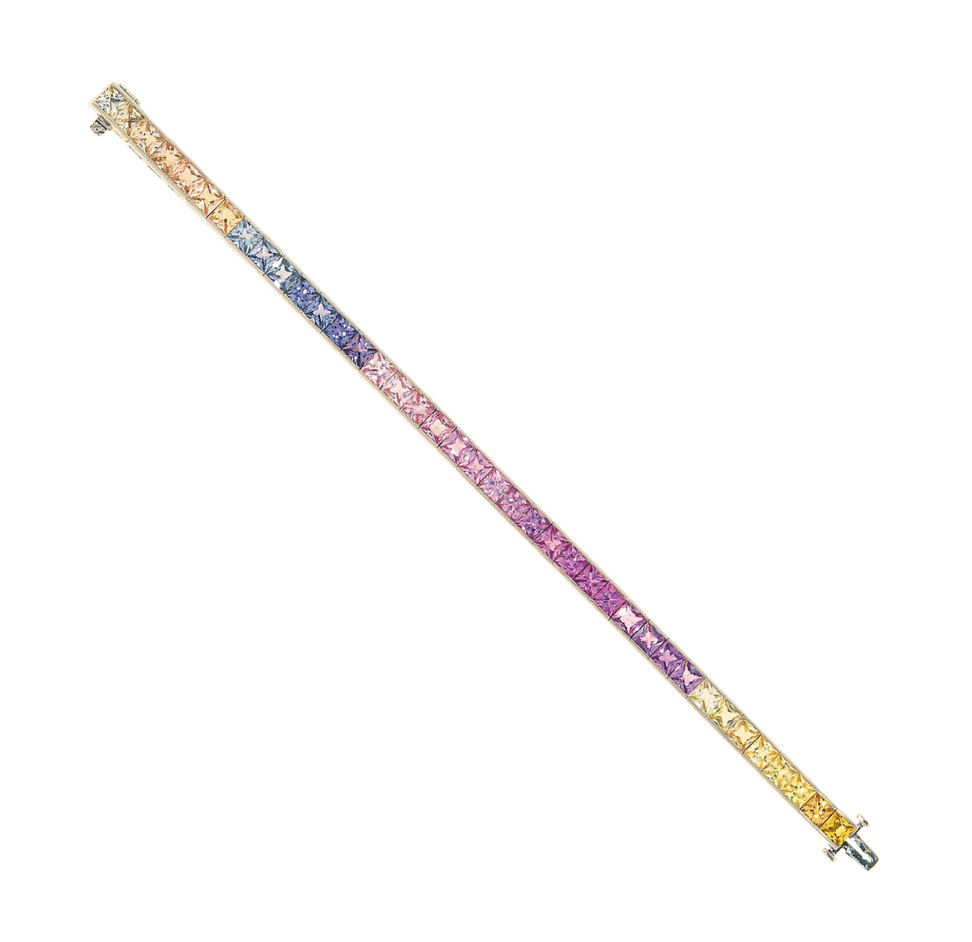 A multi-coloured sapphire bracelet