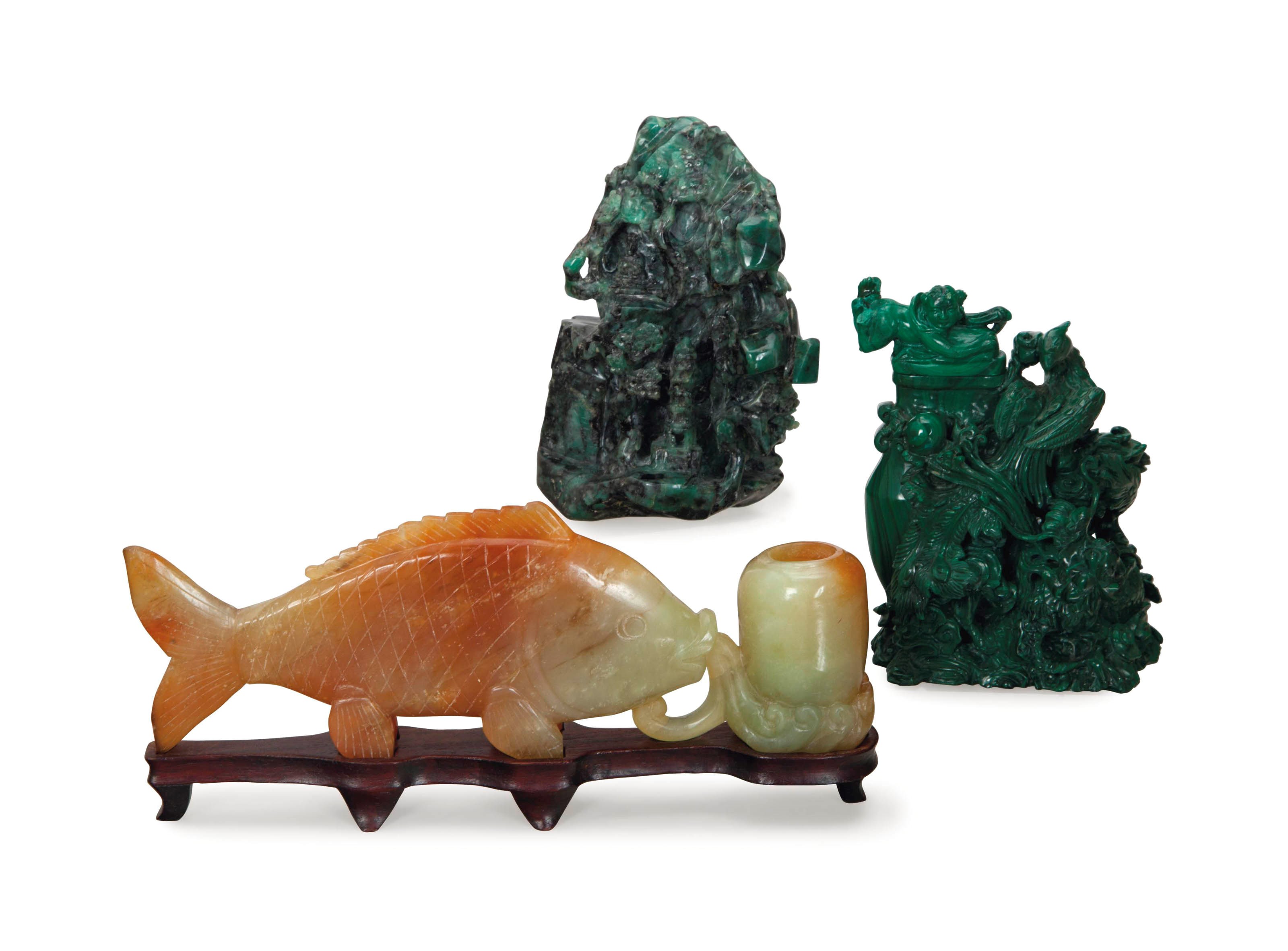 THREE CHINESE HARDSTONE CARVINGS,