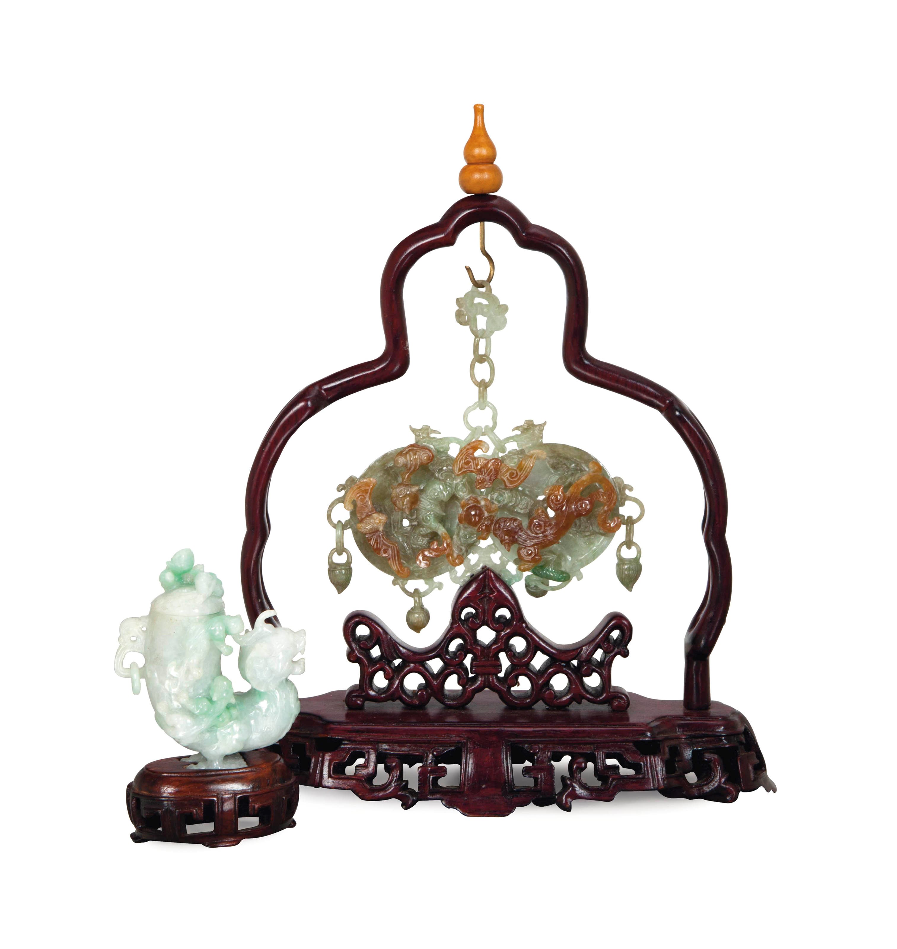 TWO CHINESE JADEITE ARTICLES,
