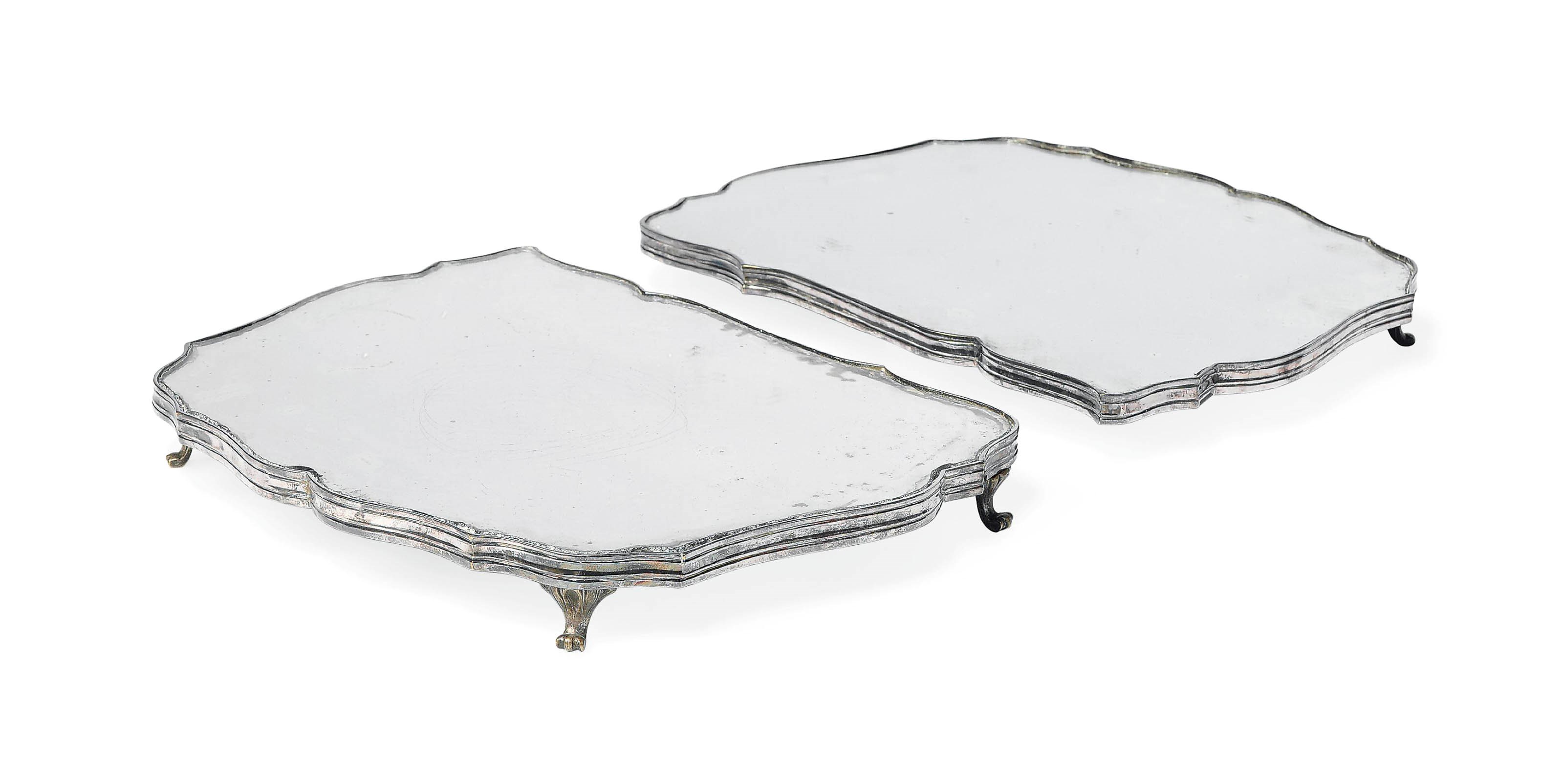 A CONTINENTAL ELECTROPLATED TWO-SECTION SURTOUT DE TABLE