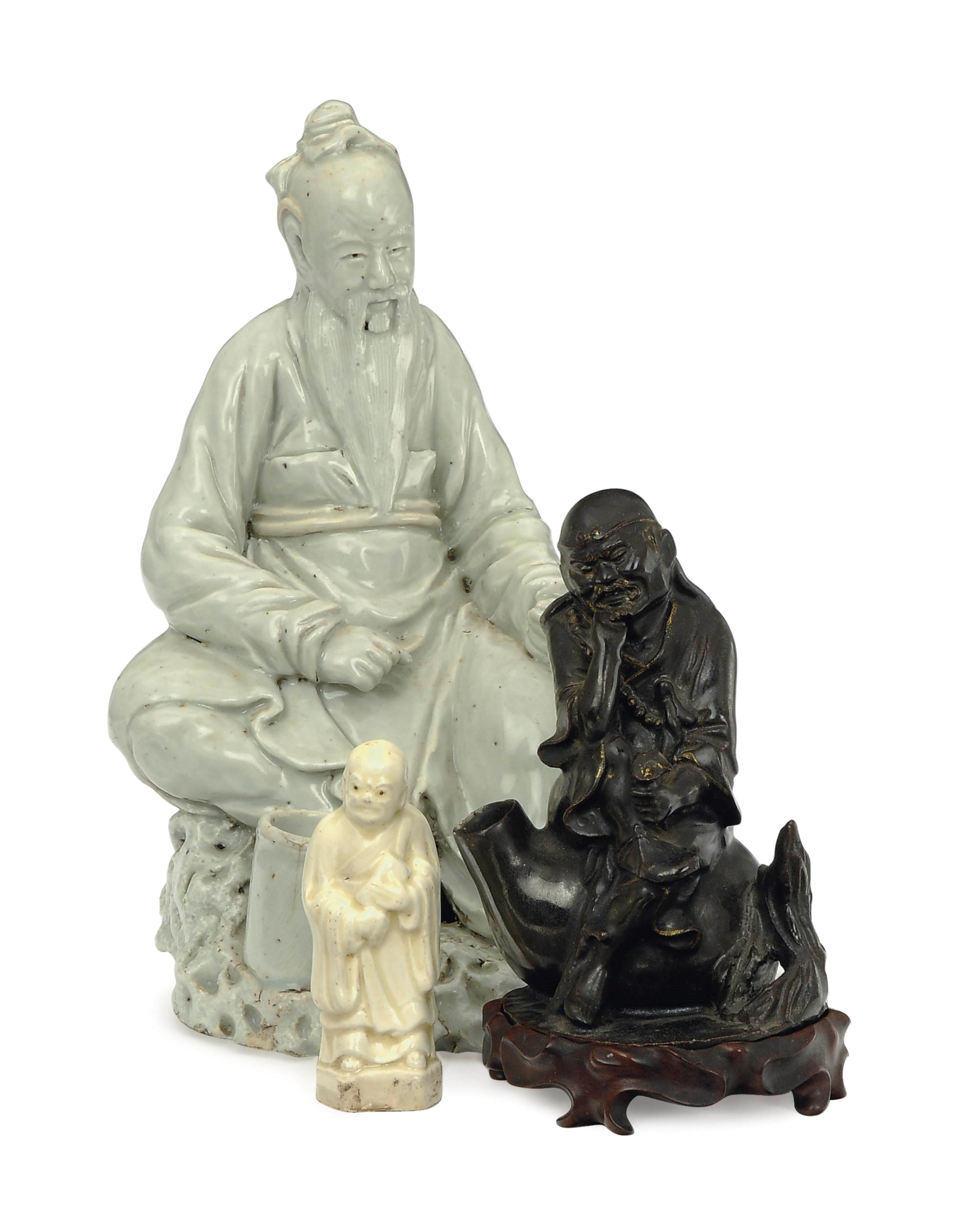 THREE CHINESE GLAZED FIGURES,
