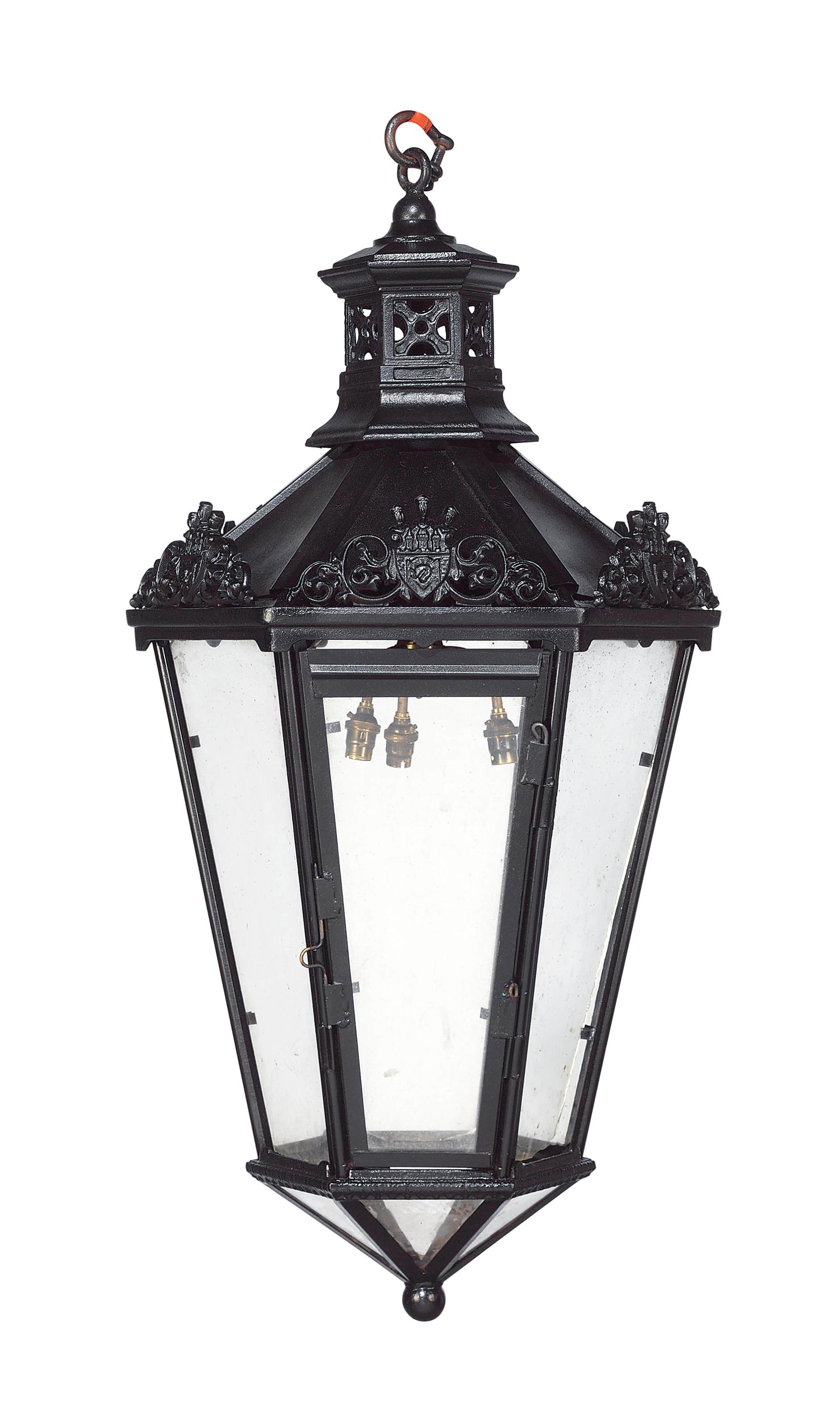 A CAST-IRON HALL LANTERN