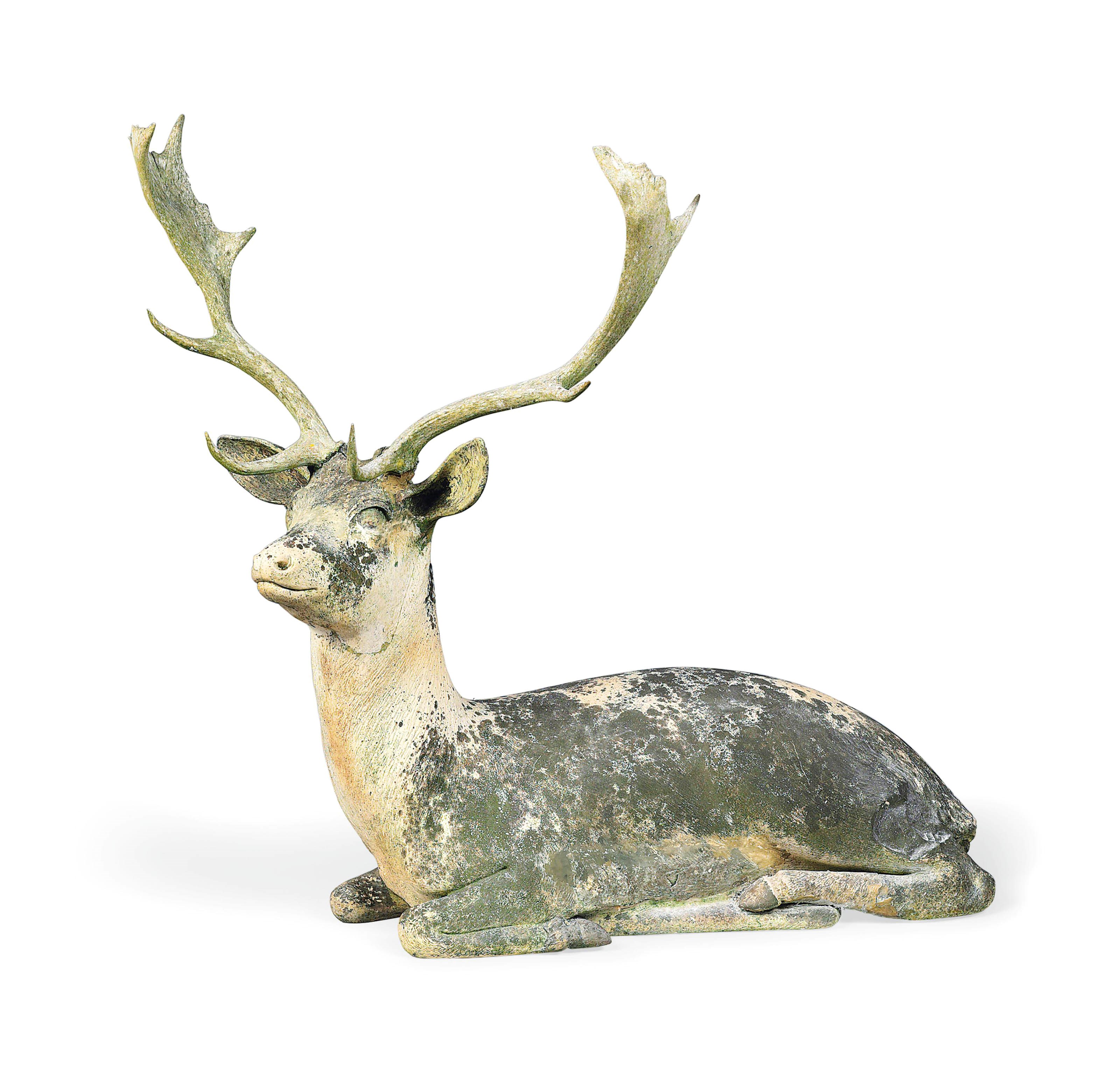 A TERRACOTTA MODEL OF A STAG