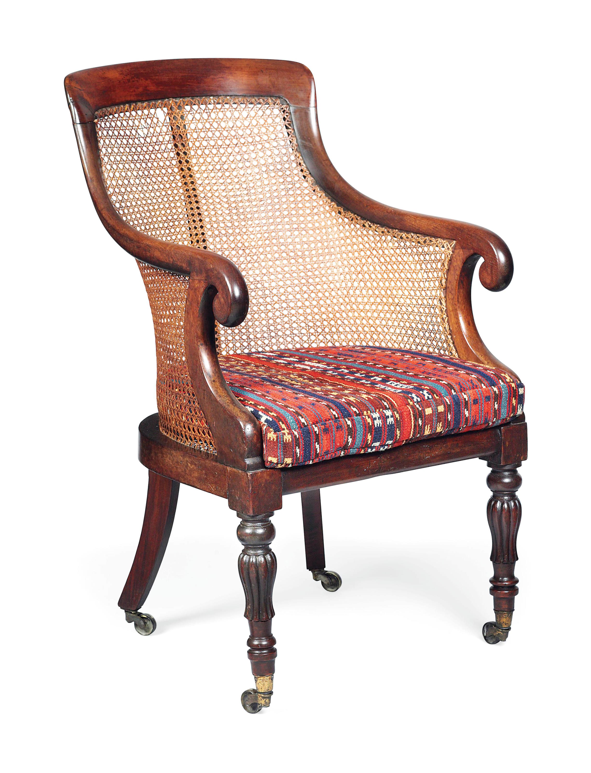 A WILLIAM IV MAHOGANY BERGERE