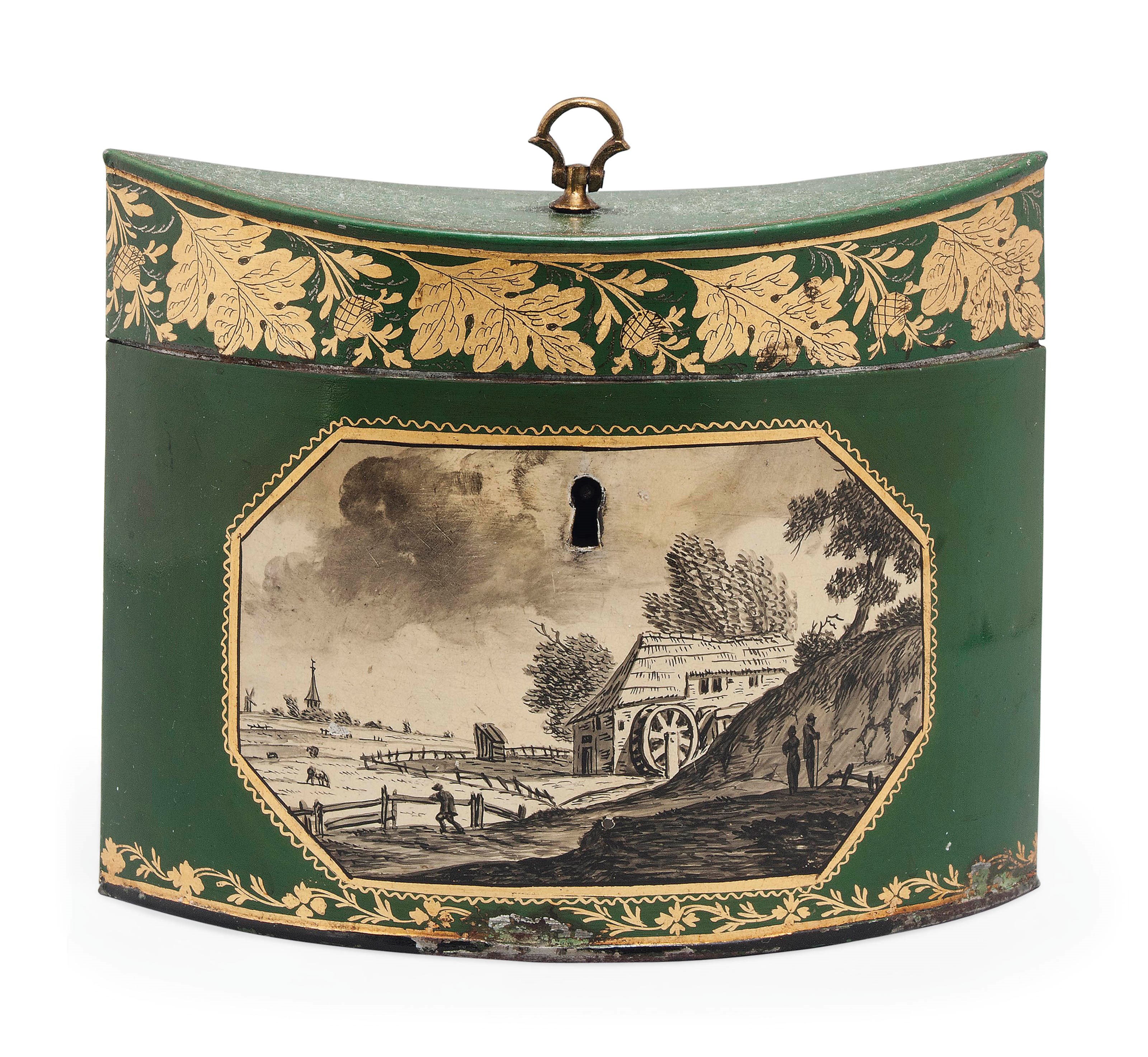 A REGENCY TOLE-PEINTE TEA CADDY