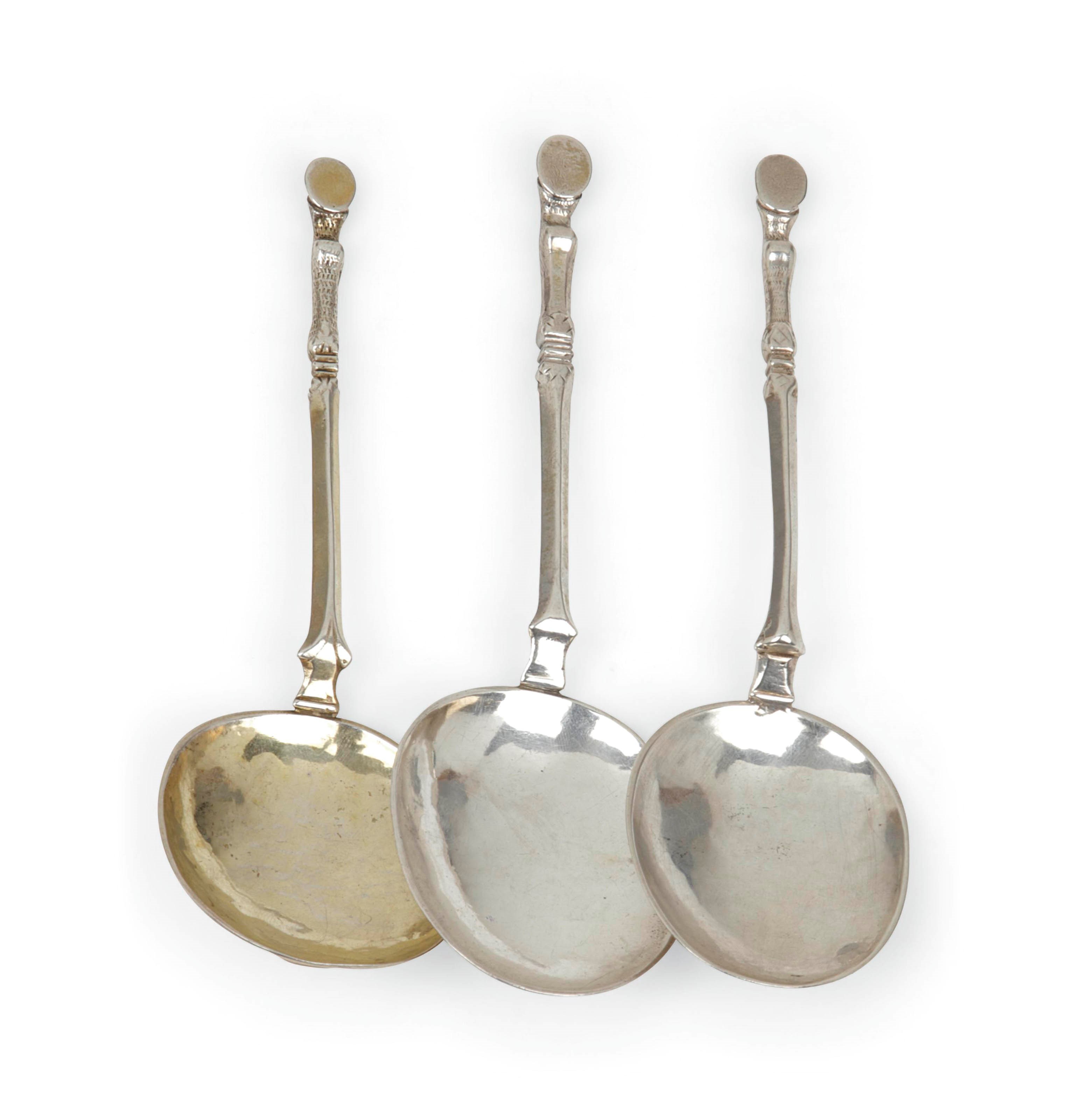 Three Dutch silver and silver-gilt spoons