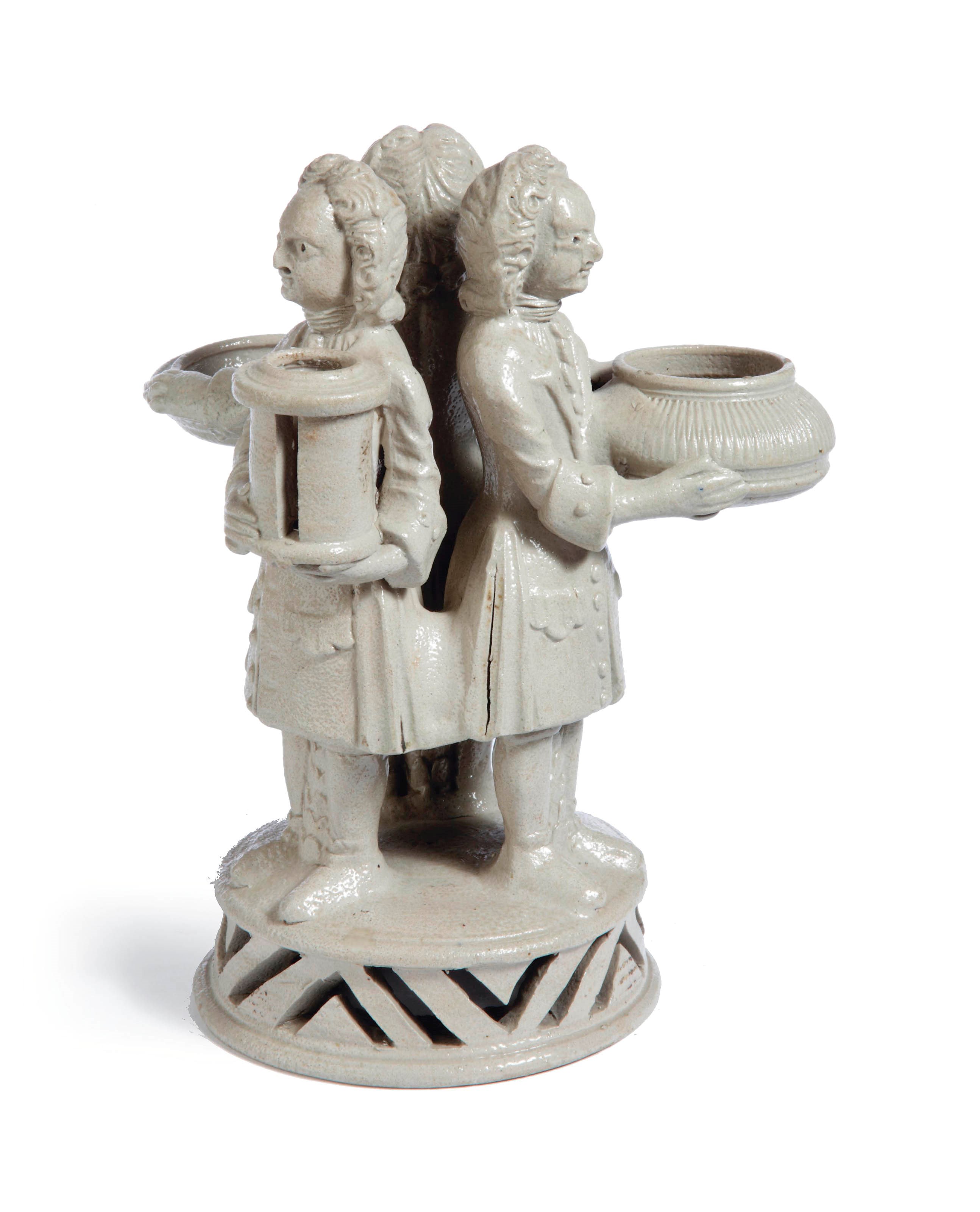 A German stoneware figural inkstand