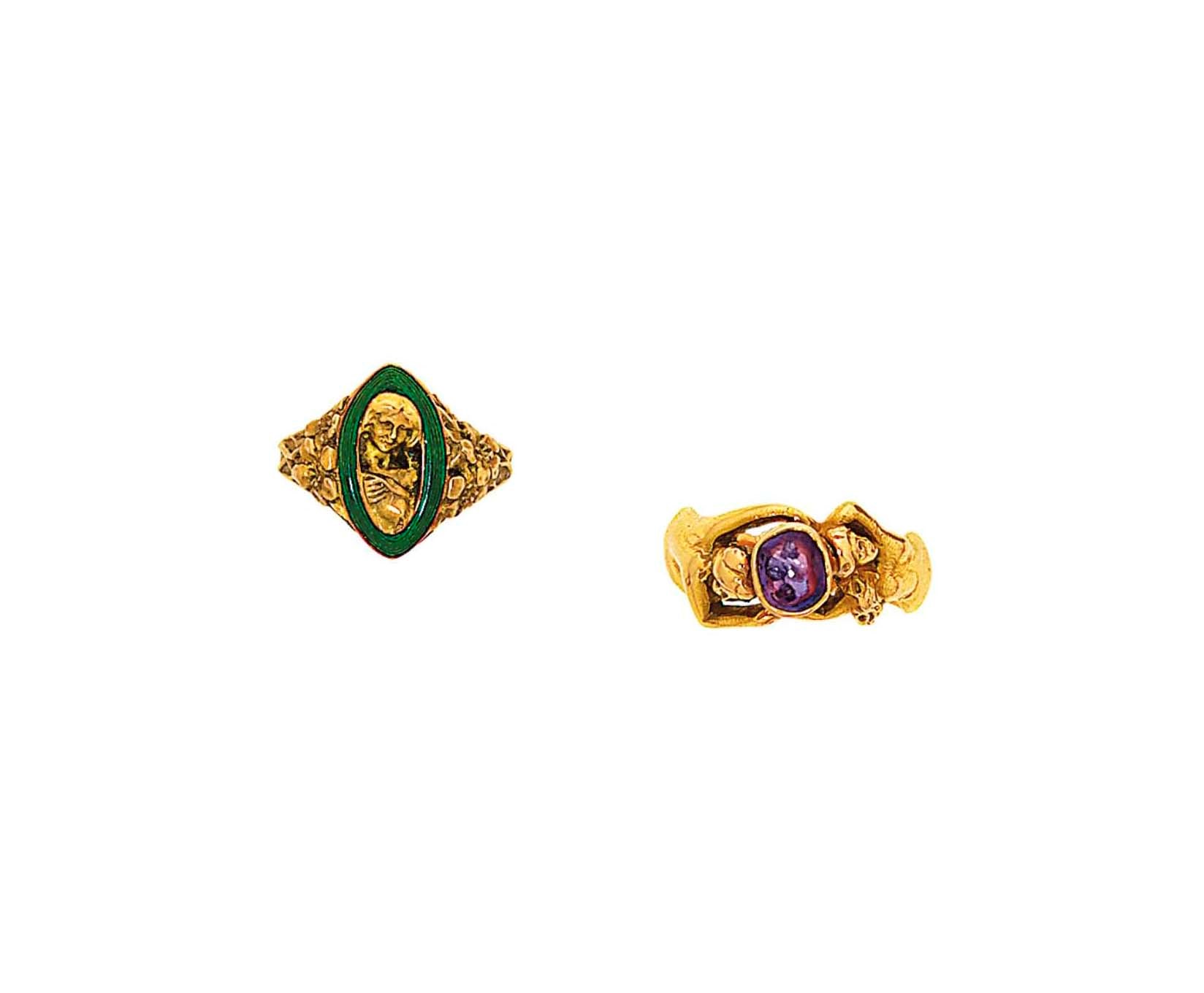 Two Art Nouveau rings
