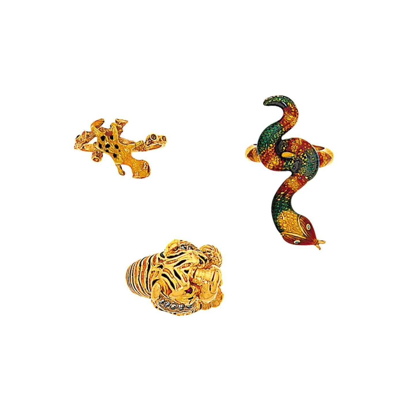 Three enamel rings