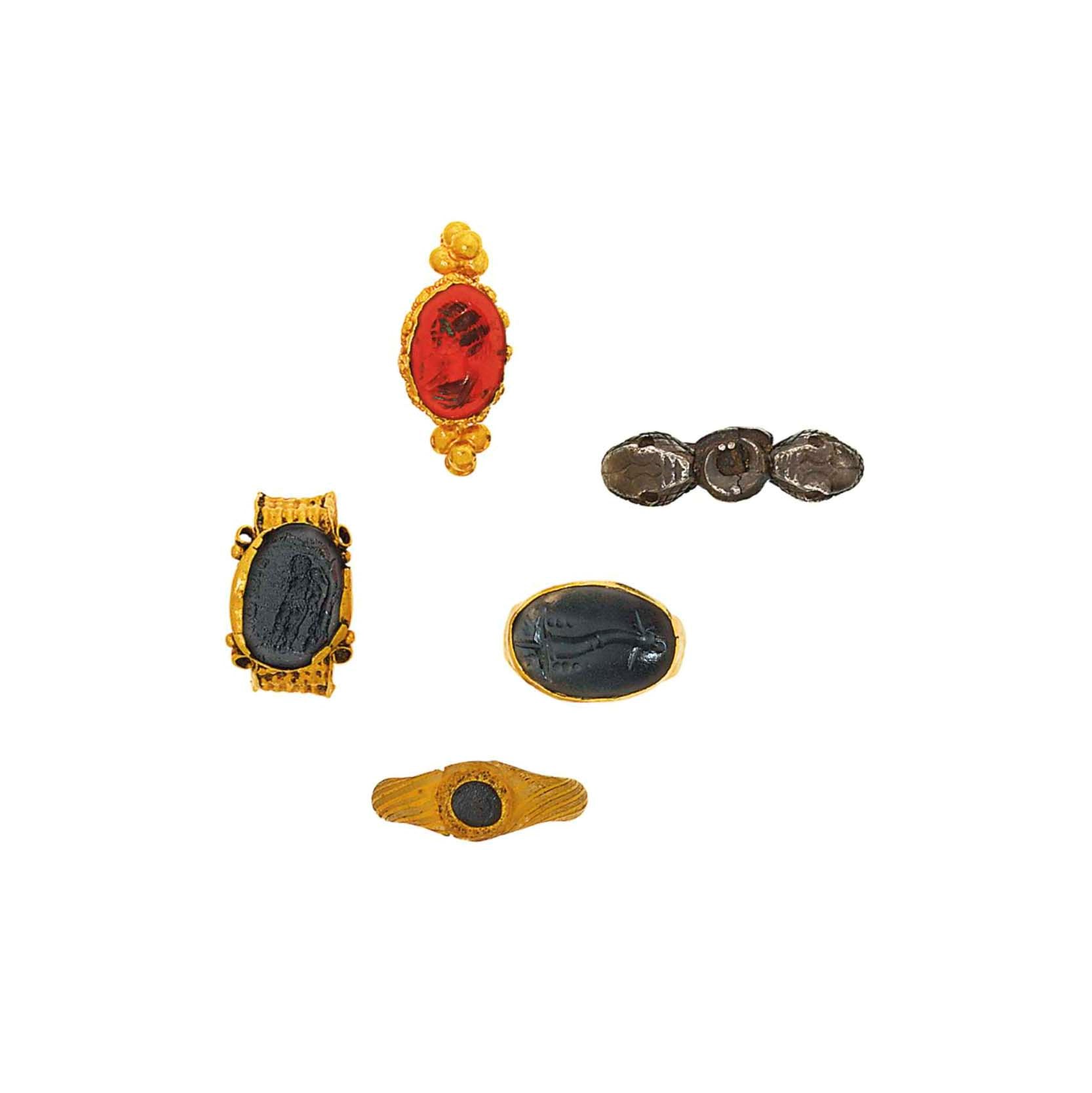 A group of five Roman rings