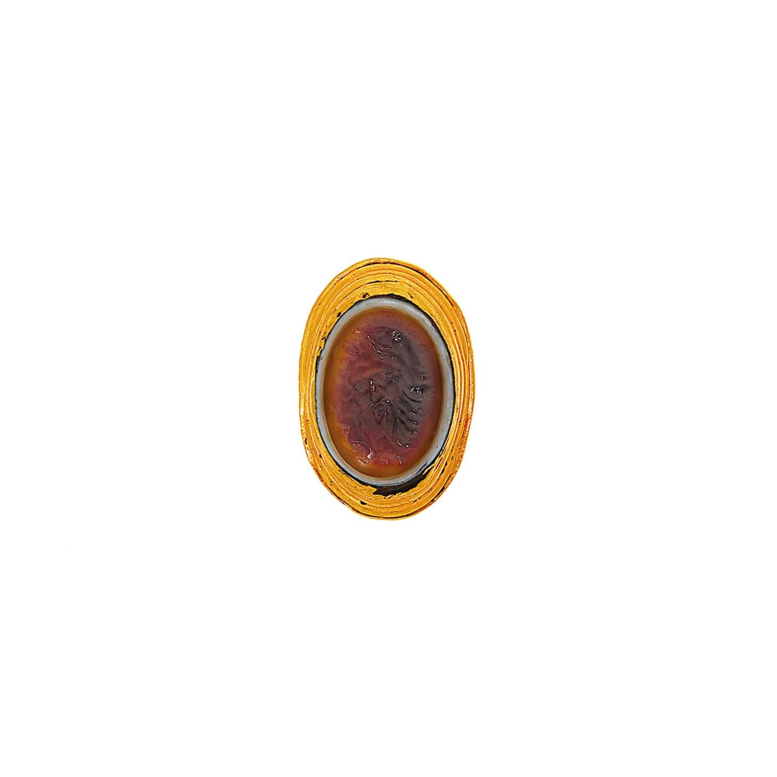 A 19th century, gold mounted agate intaglio ring