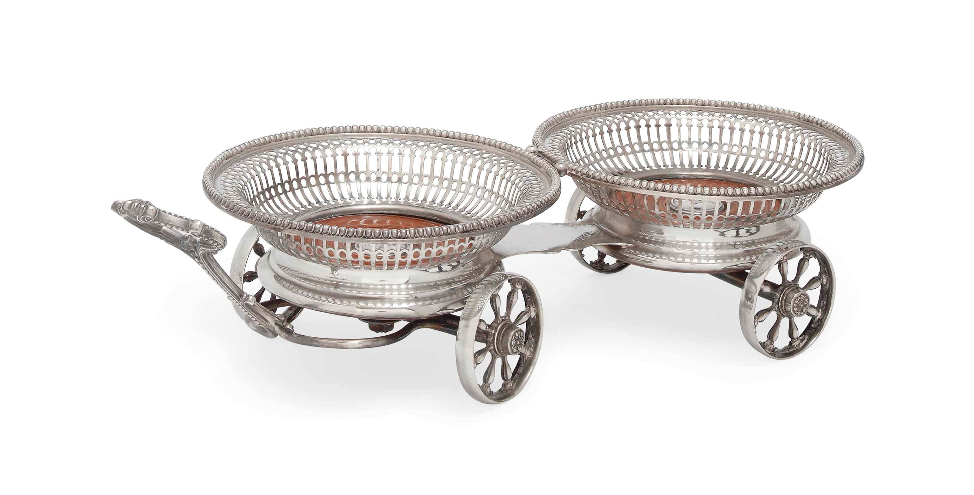 A VICTORIAN ELECTROPLATED DOUBLE COASTER TROLLEY
