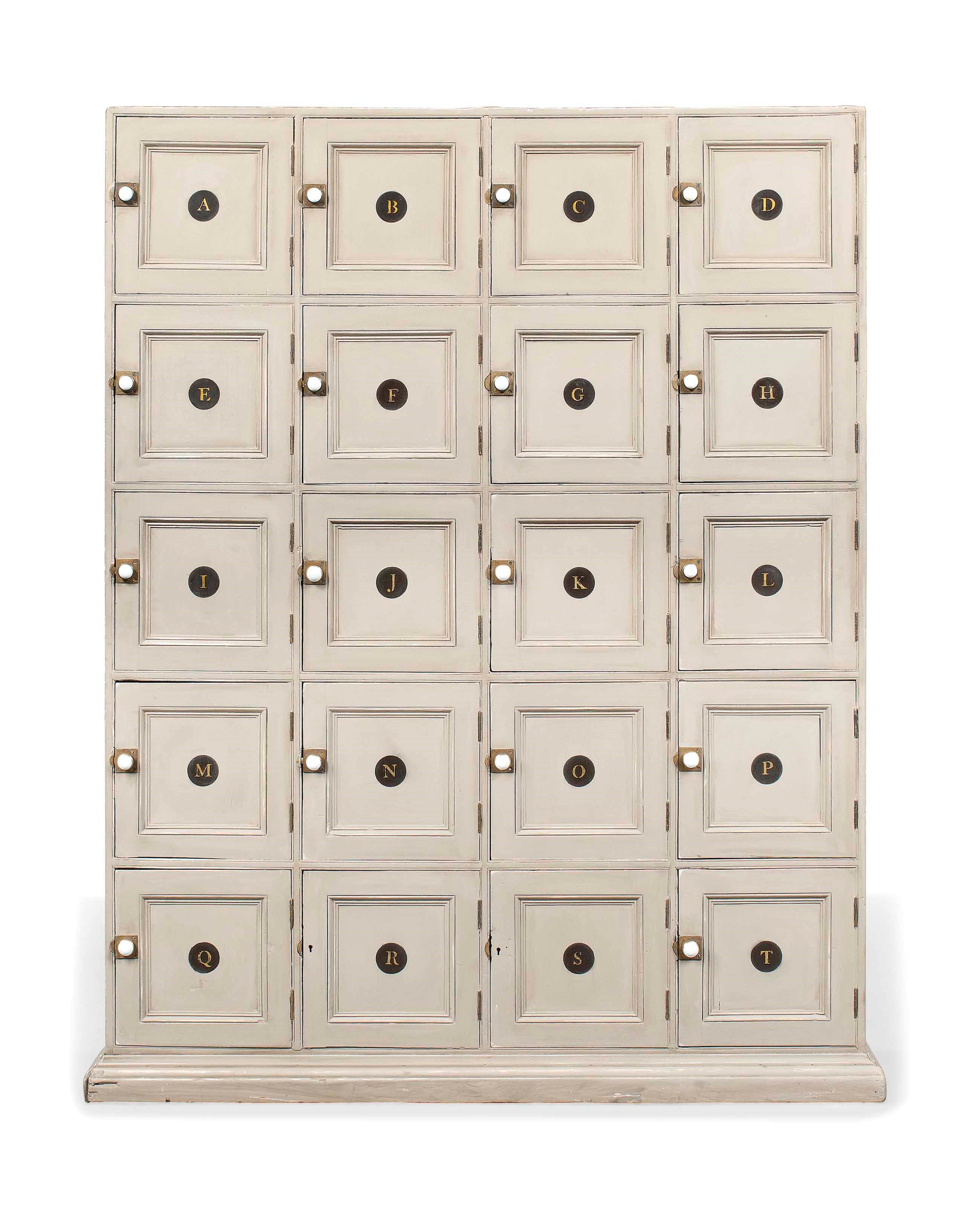 A LATE VICTORIAN PAINTED PINE FILING CABINET