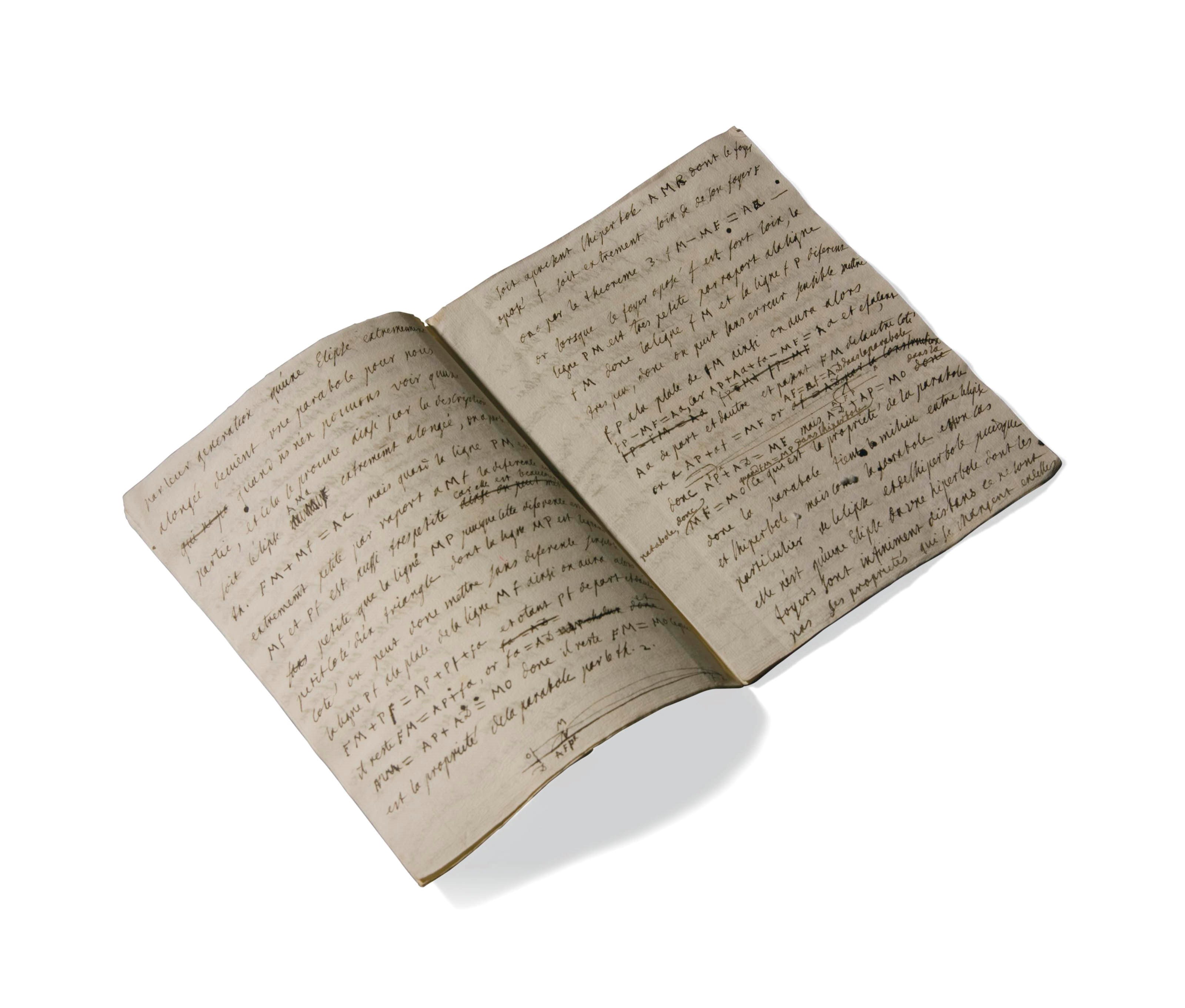 DU CHÂTELET, Émilie. Du raport des sections coniques par leur generation dans le cosne. Du rapport des sections coniques par leur description. Manuscrit autographe non signé, vers 1740 (?).