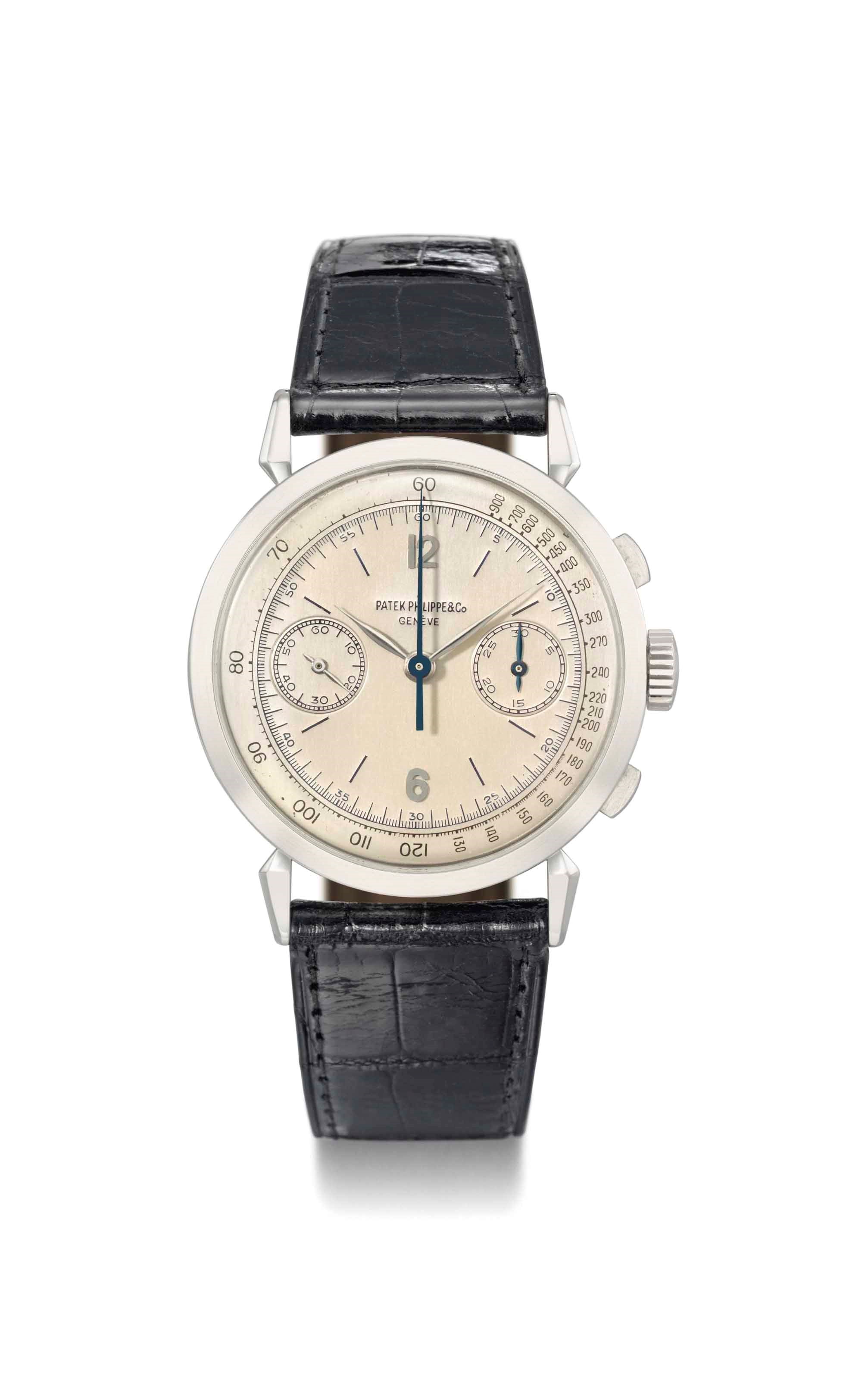 Patek Philippe. An extremely rare, attractive and important platinum chronograph wristwatch, one of three platinum examples ever made of this reference