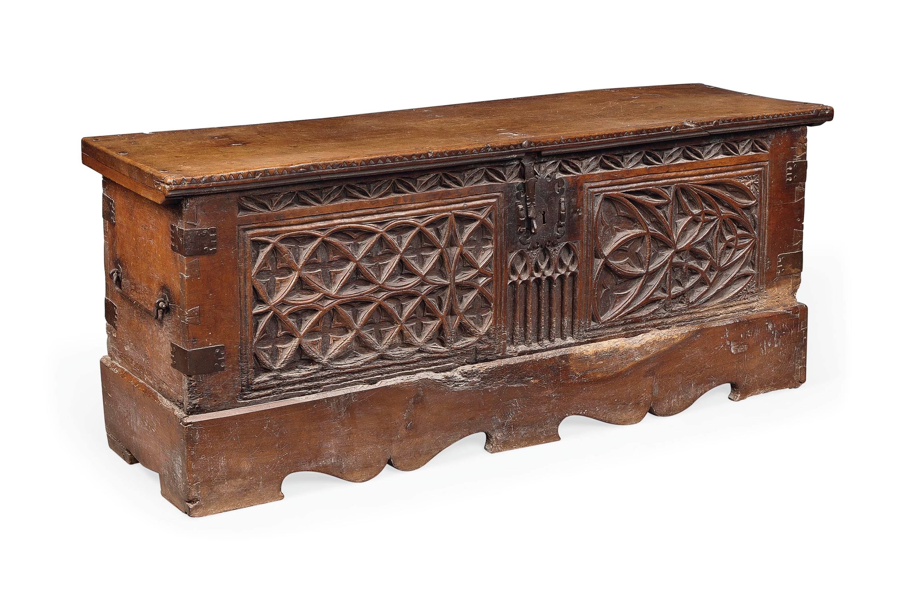 A LARGE SPANISH WALNUT CHEST