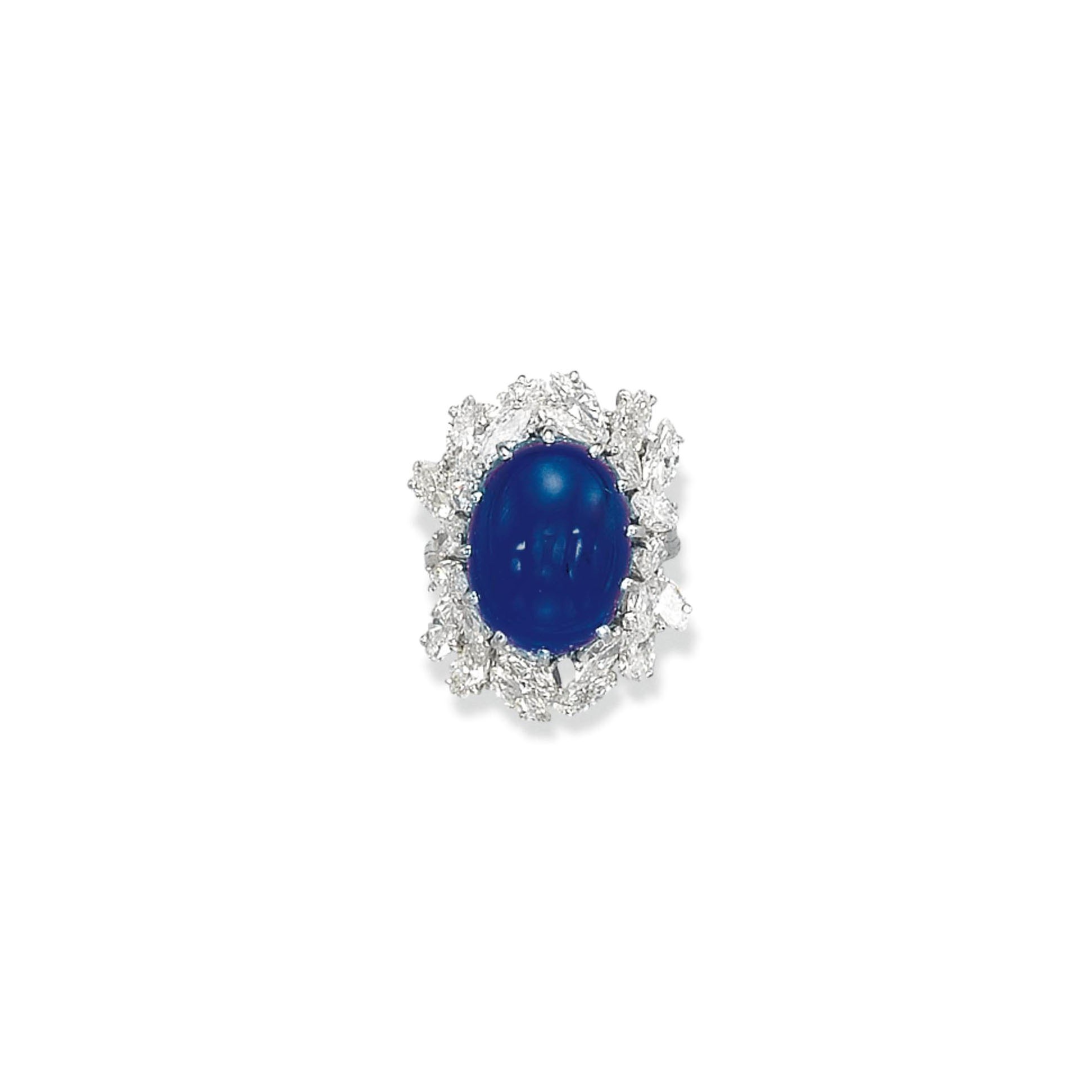 A SAPPHIRE AND DIAMOND RING