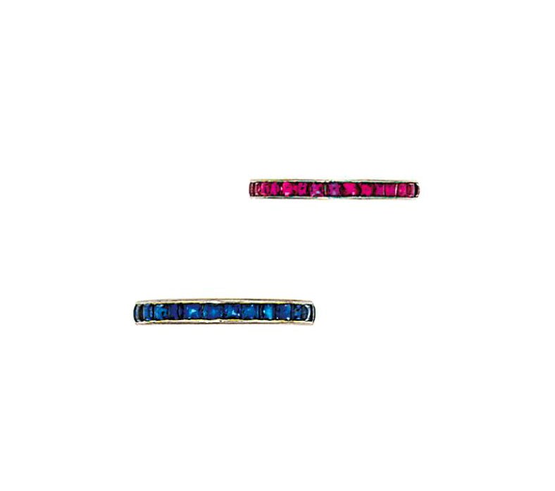 Two gem-set eternity rings