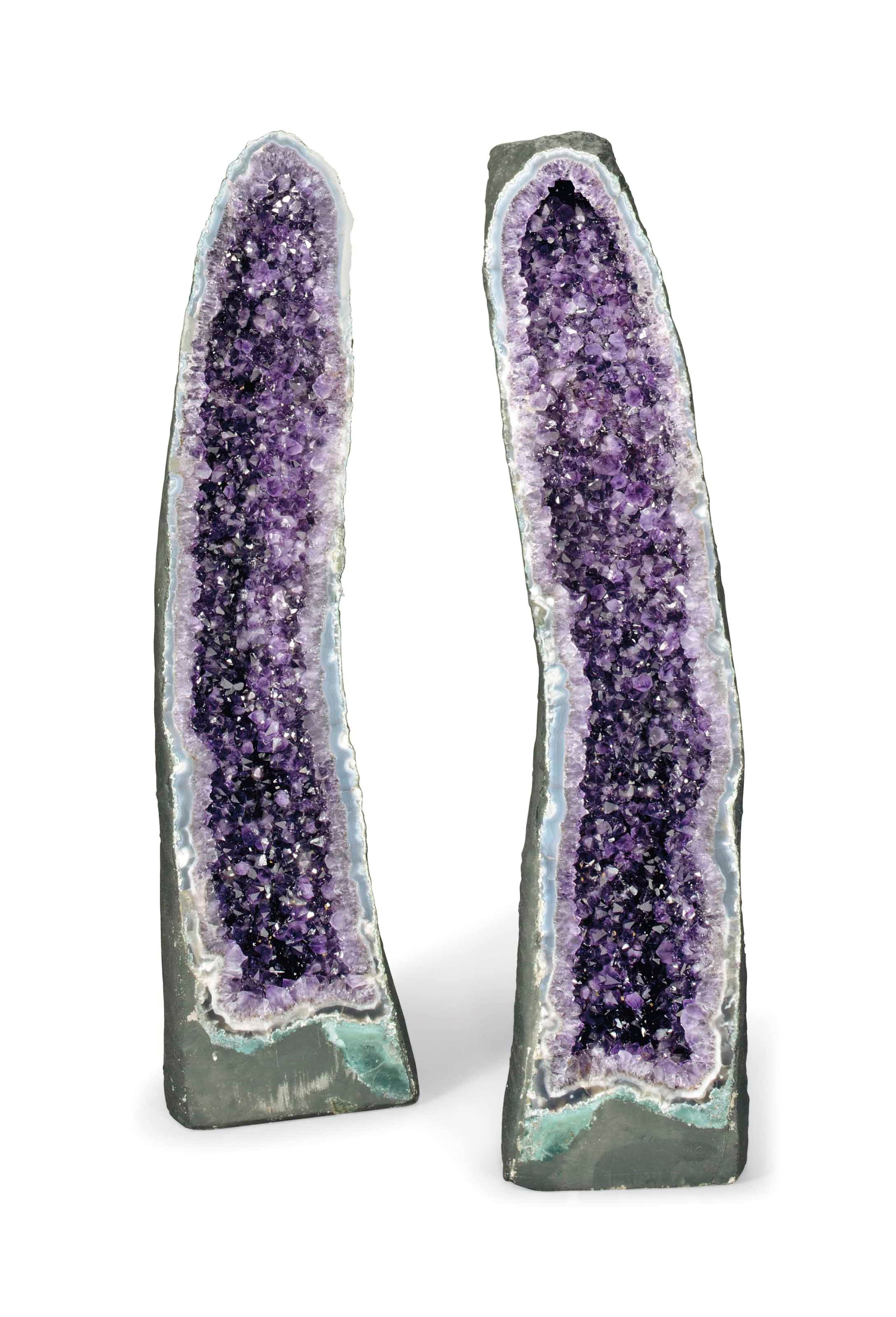 TWO LARGE AMETHYST GEODES