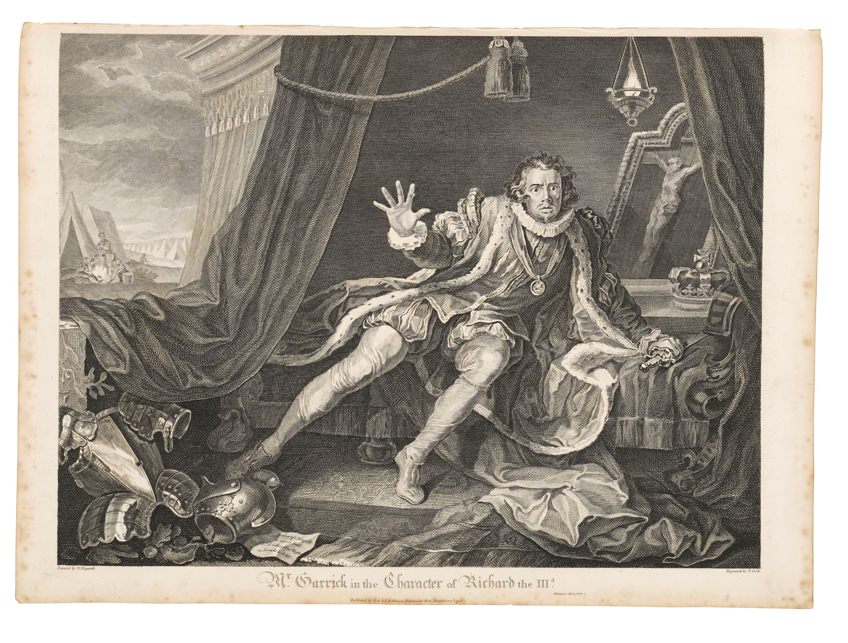 HOGARTH, William. Hogarth Restored. The Whole Works ... now re-engraved by Thomas Cook. London: John Stockdale, John Walker and G. Robinson, 1812. 2° (567 x 419mm). Letterpress title. Engraved portrait, and 91 plates only. (Spotting throughout.) Contemporary maroon half roan (worn, joints splitting and covers almost detached). Together with another 2 volume related work, and sold as a collection of plates, not subject to return.	 (3)
