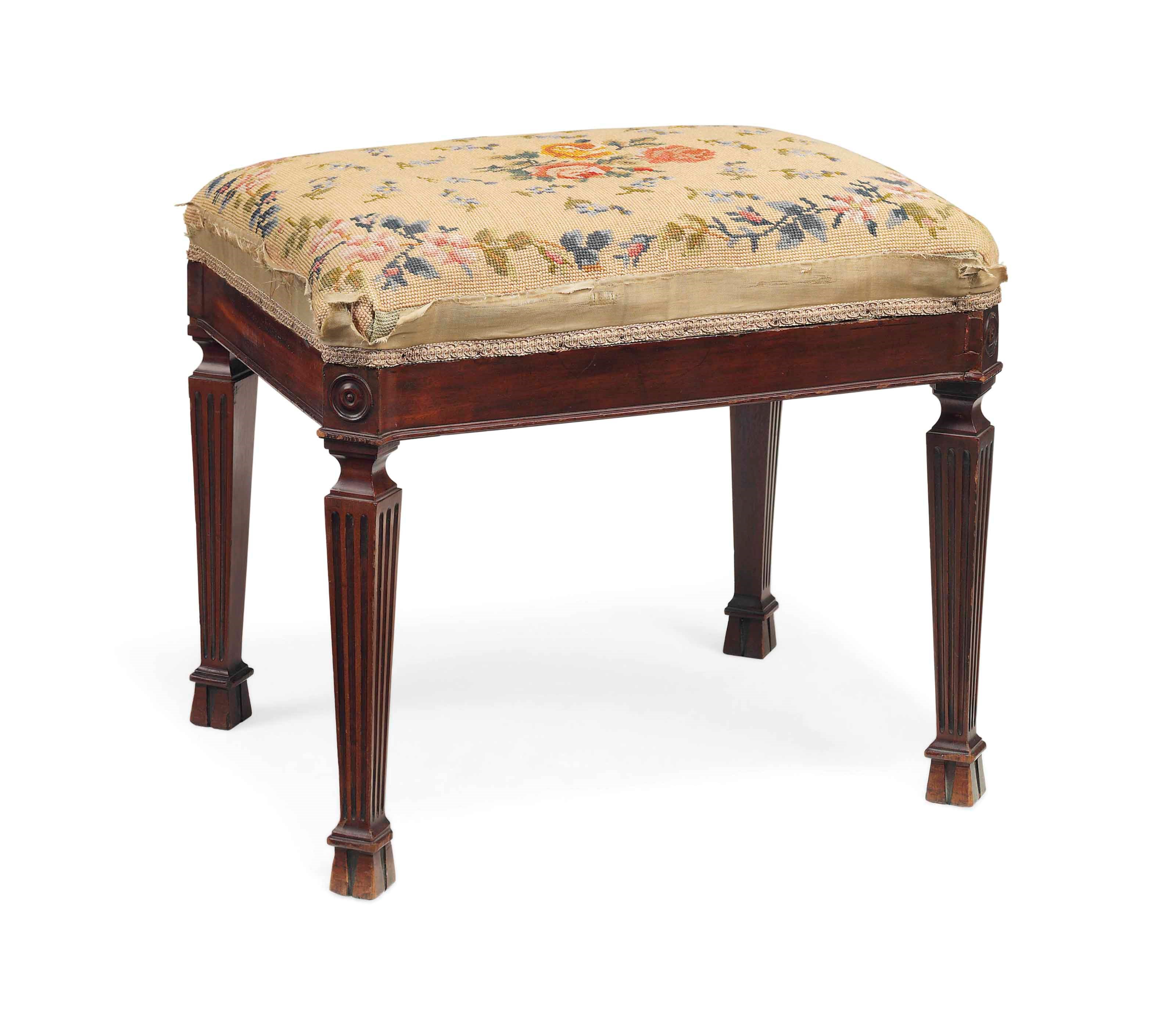 A ROYAL GEORGE III MAHOGANY STOOL