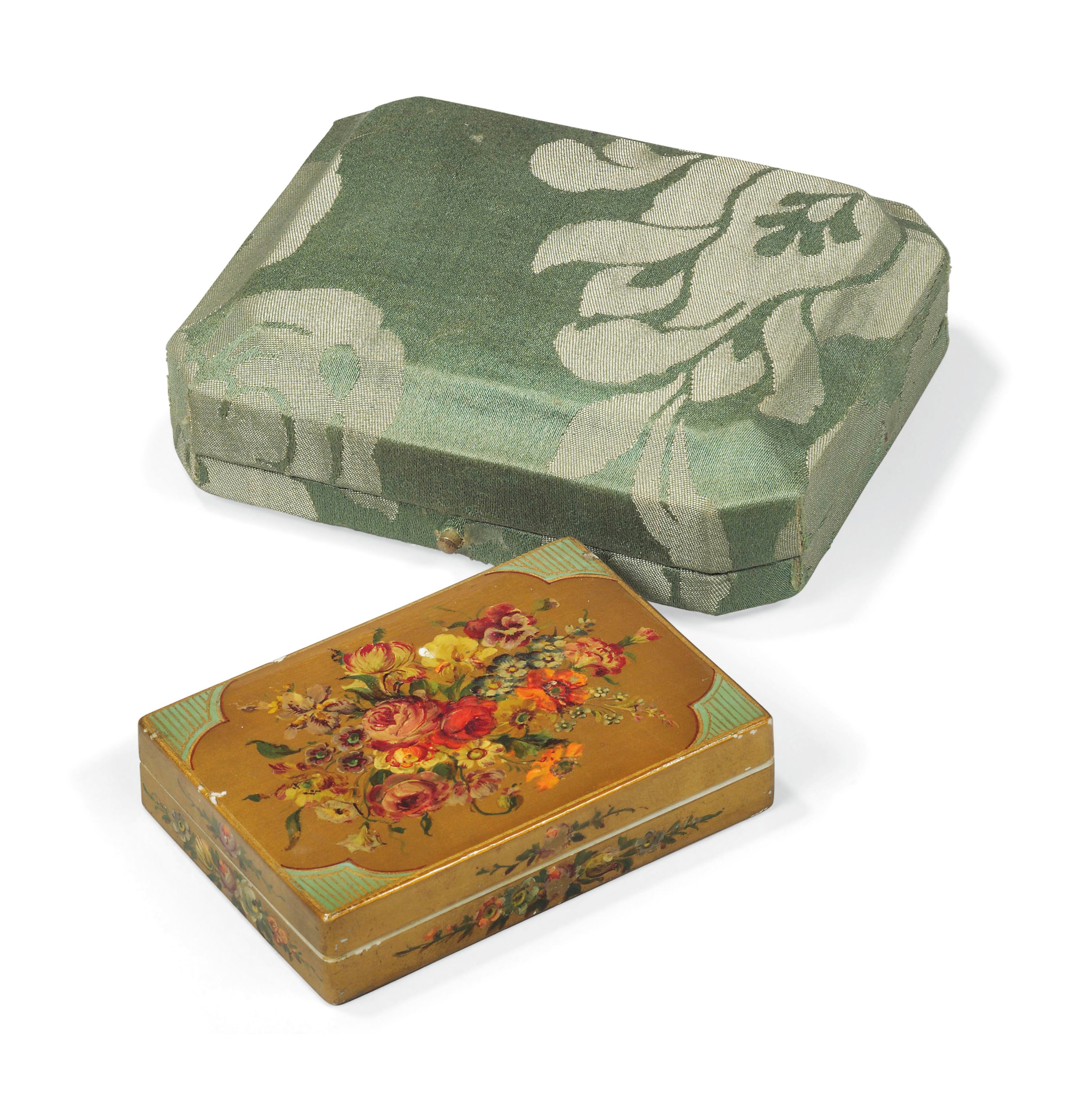A VICTORIAN PAINTED IVORY BOX