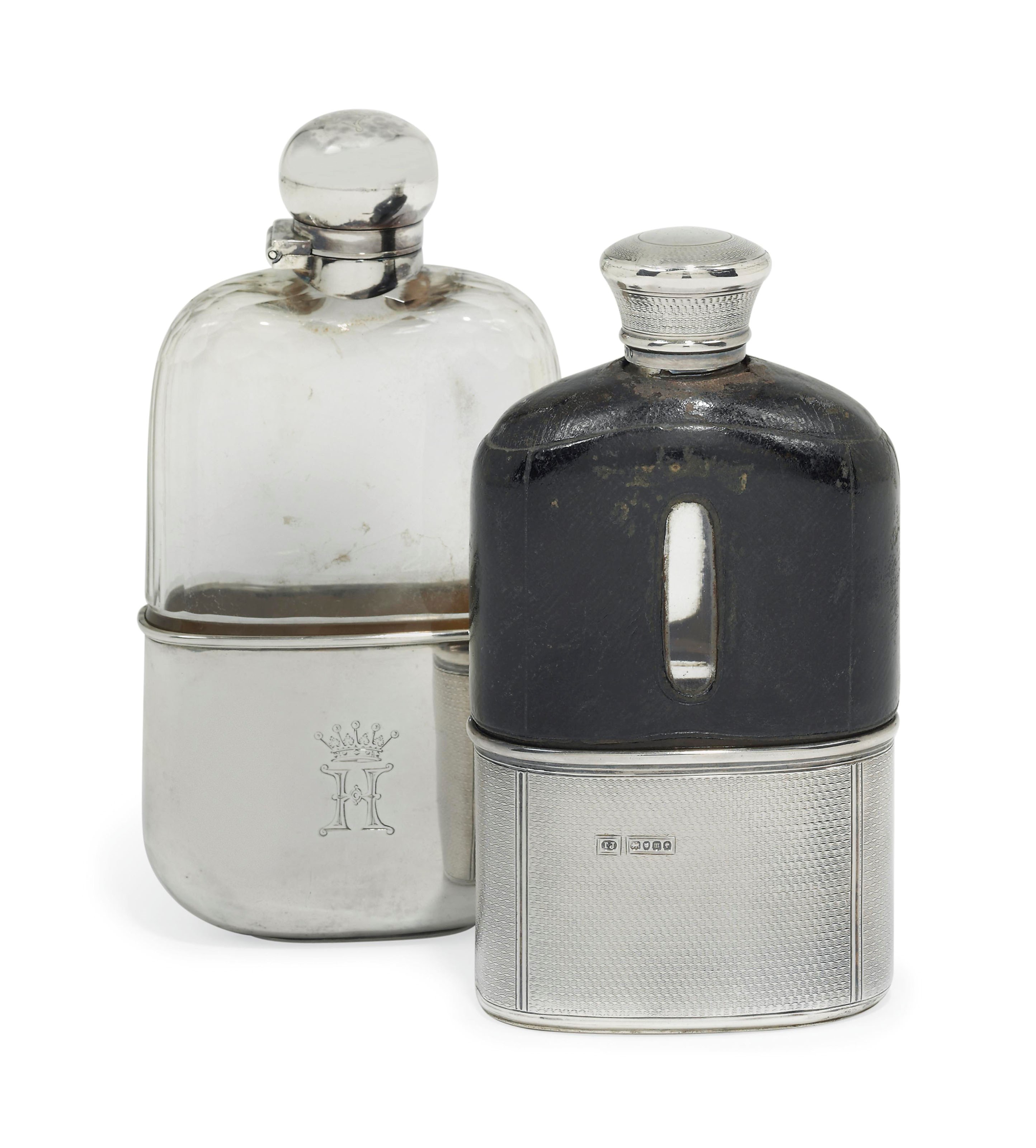 A VICTORIAN SILVER-MOUNTED SPIRITS FLASK