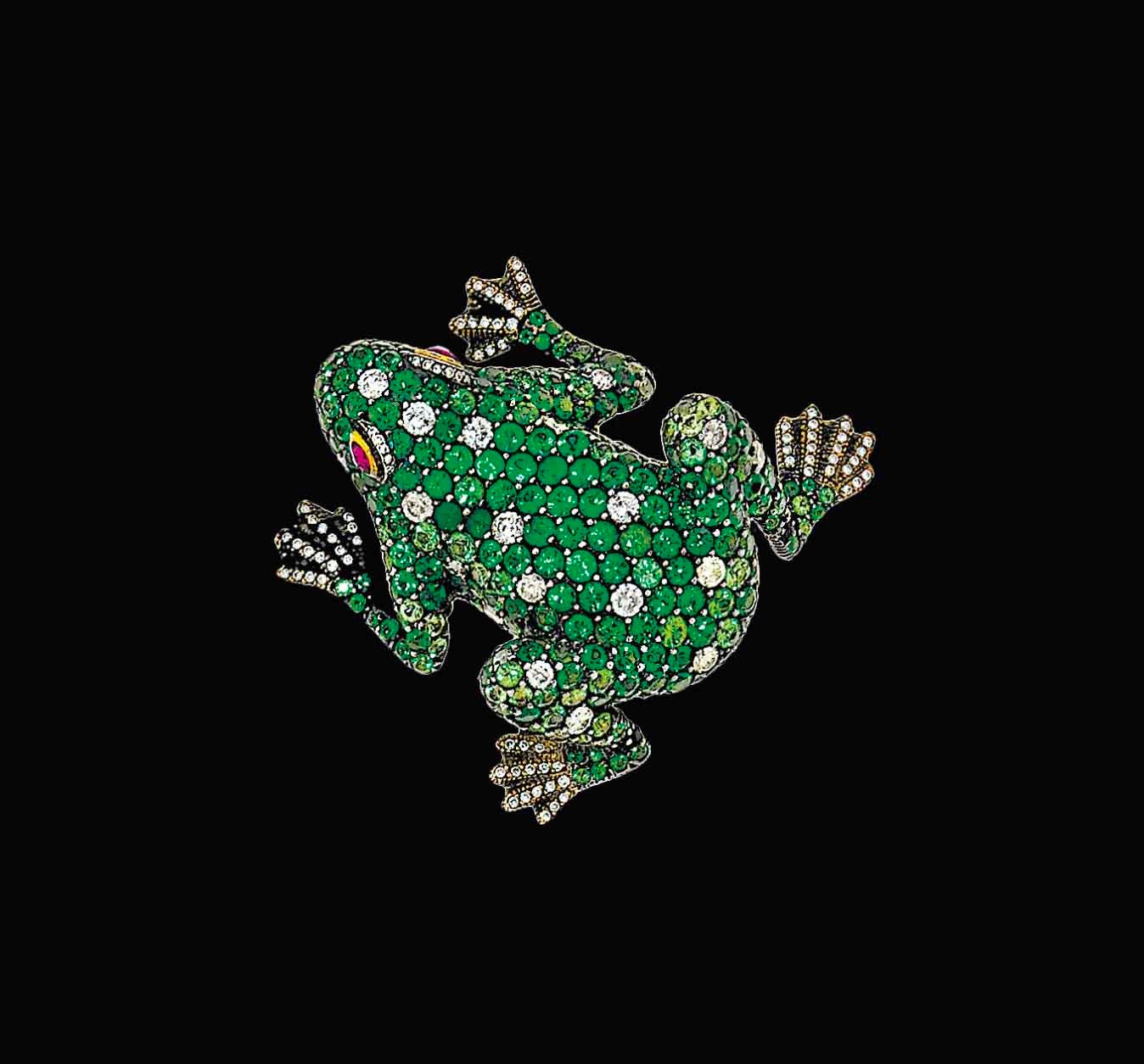 A gem-set novelty brooch
