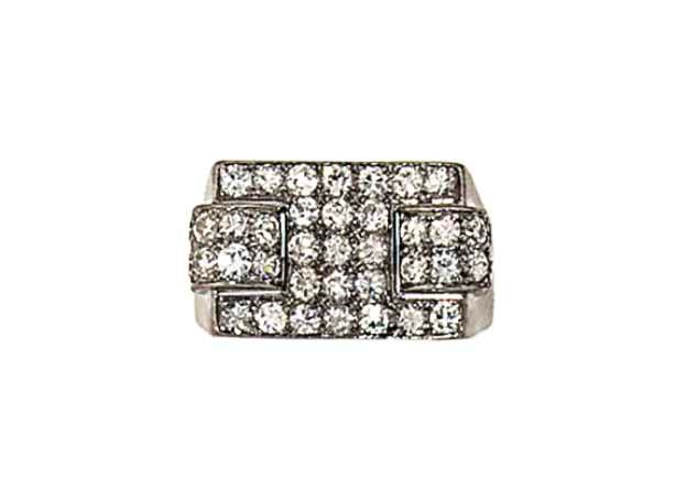 A diamond panel ring