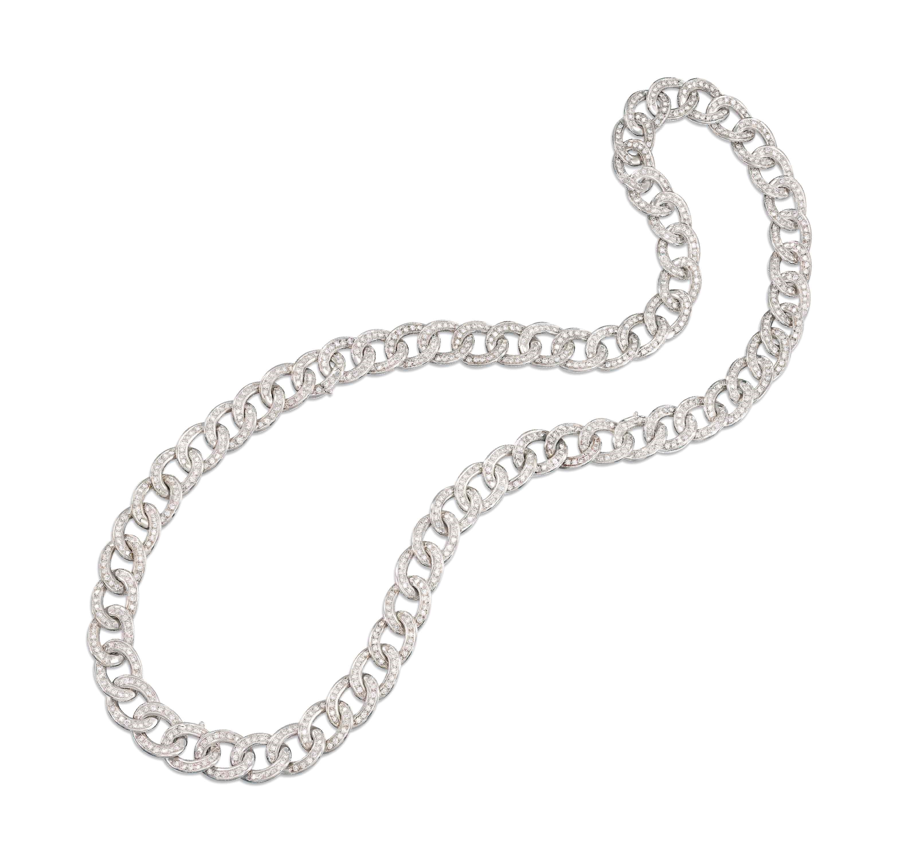 A DIAMOND-SET LONGCHAIN NECKLACE
