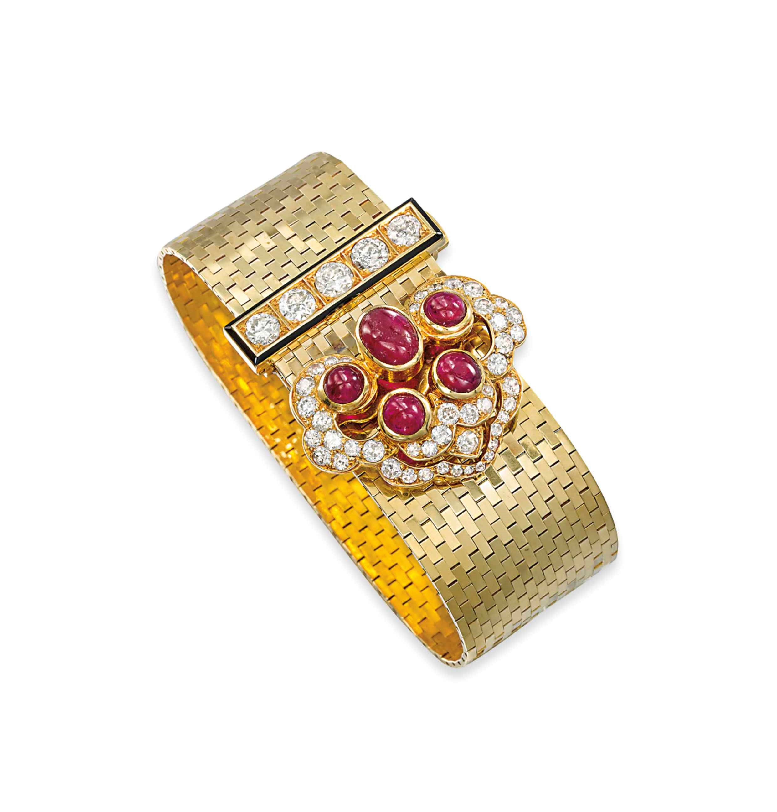 A RUBY AND DIAMOND 'LUDO' BRACELET, BY VAN CLEEF & ARPELS