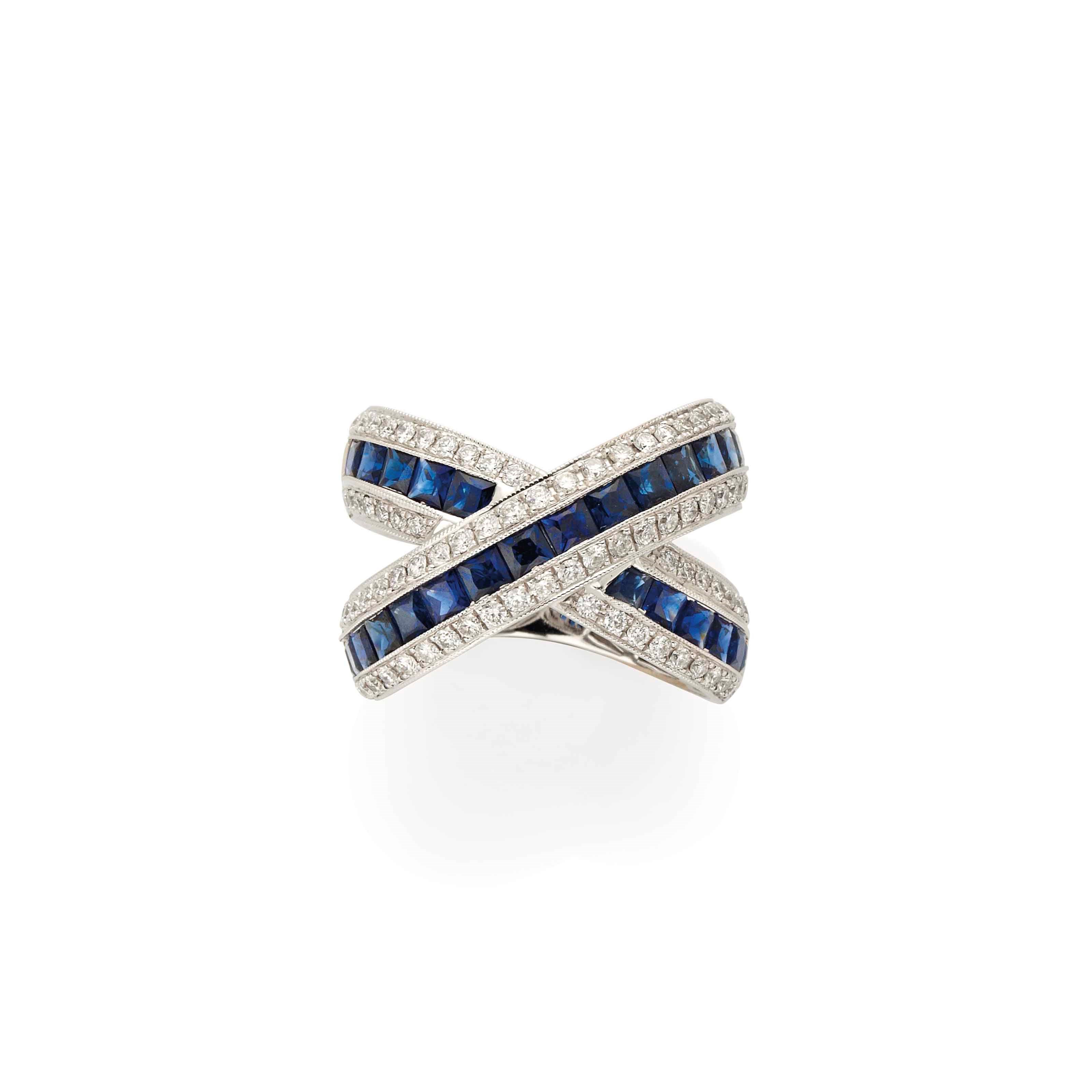 BAGUE SAPHIRS ET DIAMANTS